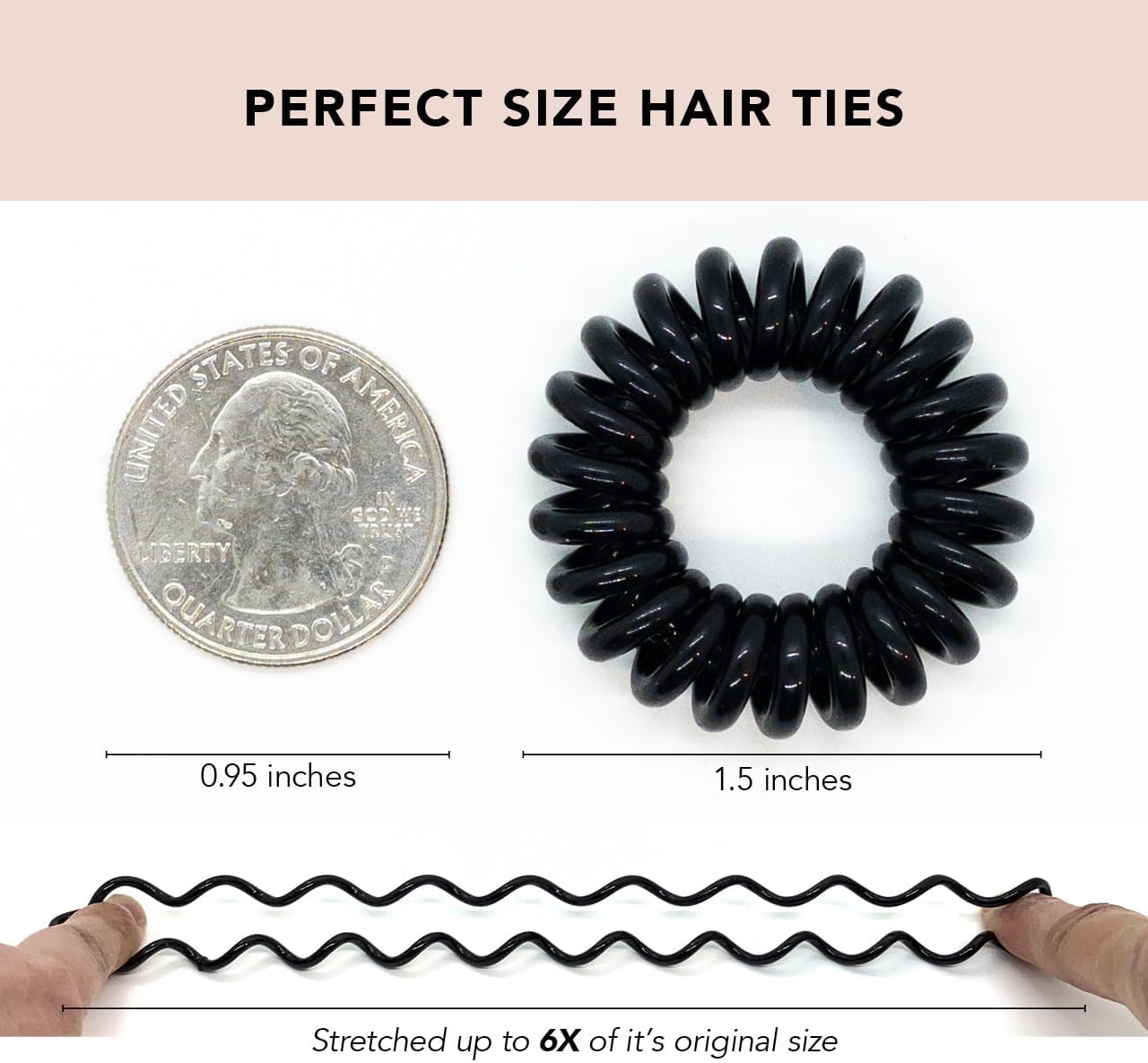 Kitsch Spiral Hair Ties - Coil, Phone Cord, Hair Coils - Stylish, Gentle, Traceless Elastic Accessories for All-Day Comfort and Chic Hairstyles - 8 Pcs, Transparent image number 5