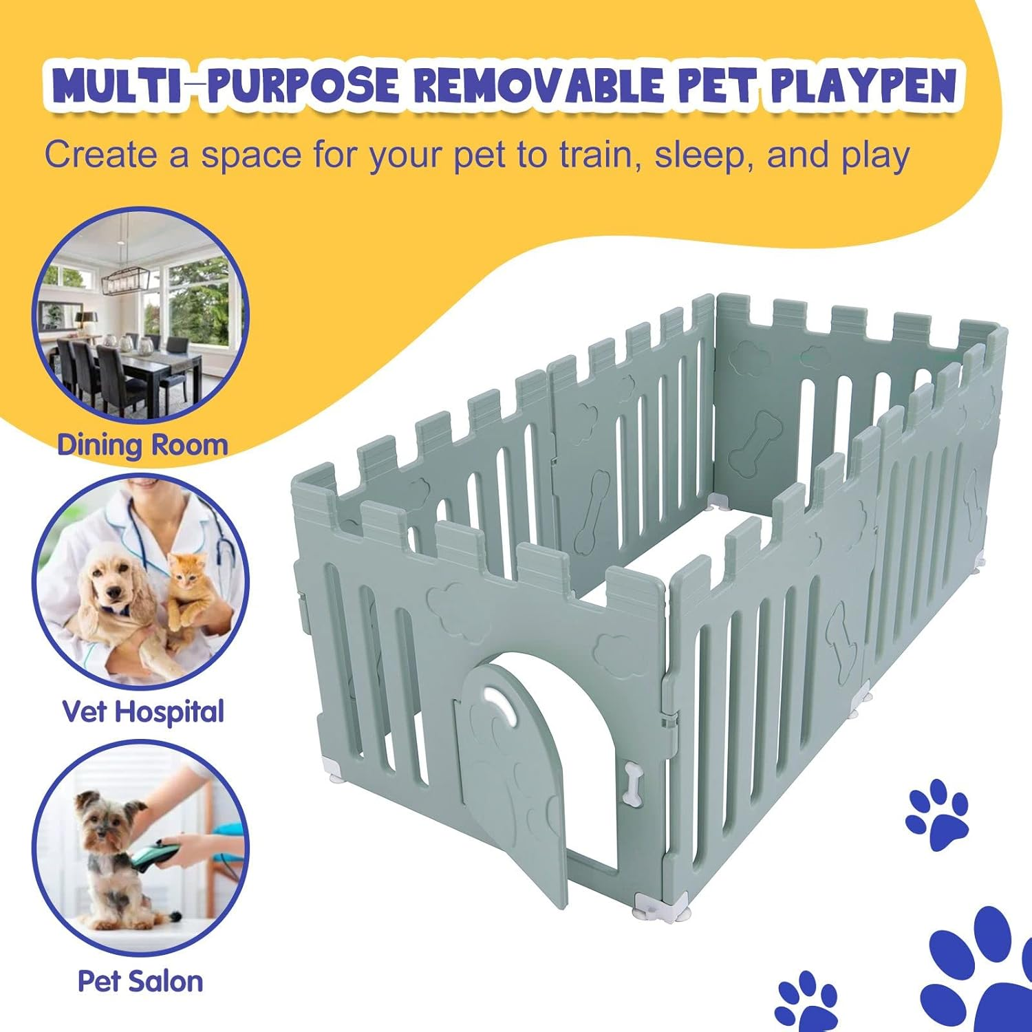 Pet Scene Whelping Box Portable Dog Crate Pet Pen Cage Puppy Cat Enclosure Playpen Exercise Indoor Outdoor Pet Kennel Plastic Green,154X78X60Cm image number 5