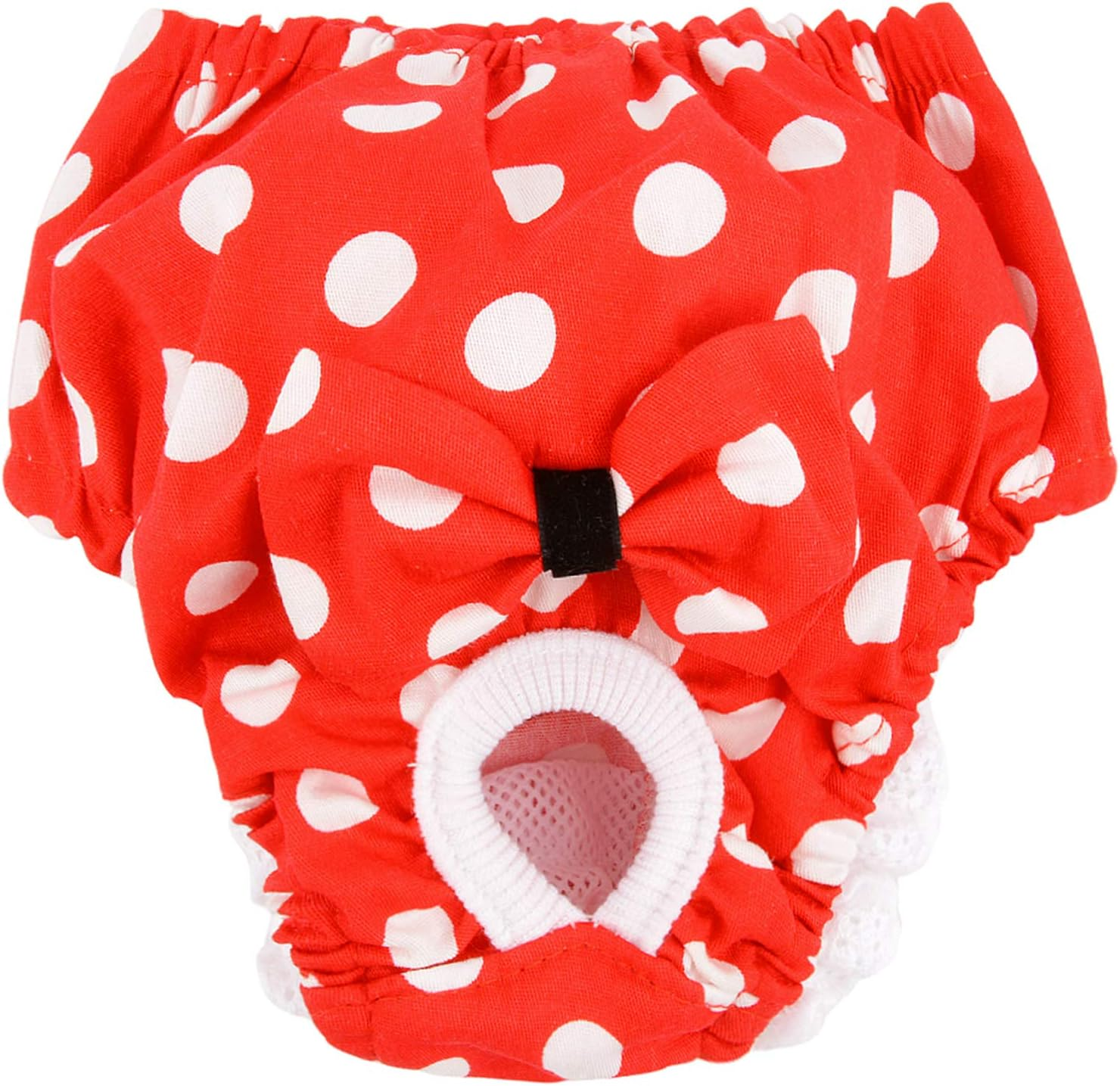 ZUNEA Small Dog Nappies for Female Dogs Reusable Washable Dog Diapers Cute Polka Dot Pet Sanitary Nappies with Adjustable Brace Puppy Physiological Pants Non-Absorbable Nursing Diaper image number 6