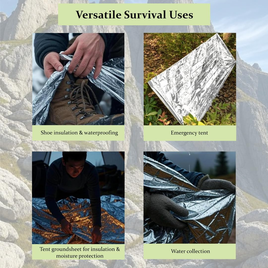 LYADH Extra Wide Emergency Mylar Foil Blankets 7-Packs, 160X210Cm, 20% Larger, Thermal Survival Blankets for Outdoor, Camping, Marathons, Hiking, First Aid and Emergency Preparedness (Gold & Silver) image number 1