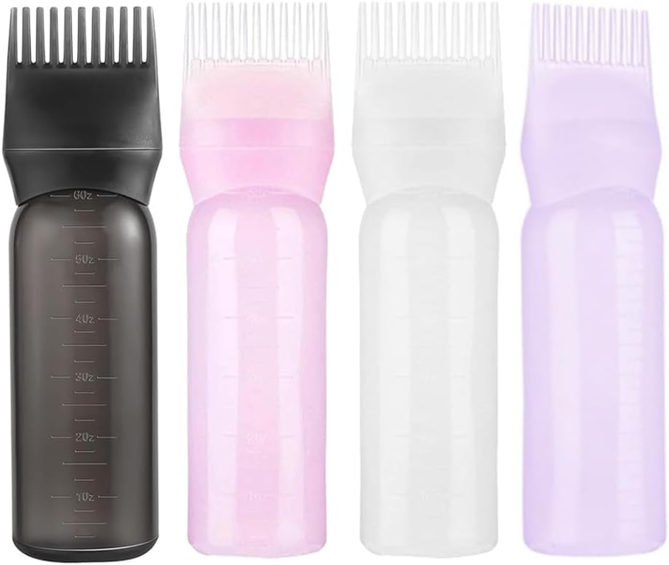 4 Pcs Root Comb Applicator Bottle, 6 Ounce Hair Root Comb Color with Graduated Scale, Hair Coloring, Dye and Scalp Treament image number 5