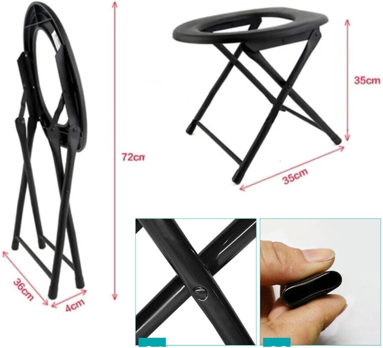 Leona Co Portable Camping Toilets for Adults, Folding Outdoor Travel Camp Toilet Seat for Caravan Hiking and Boating image number 2