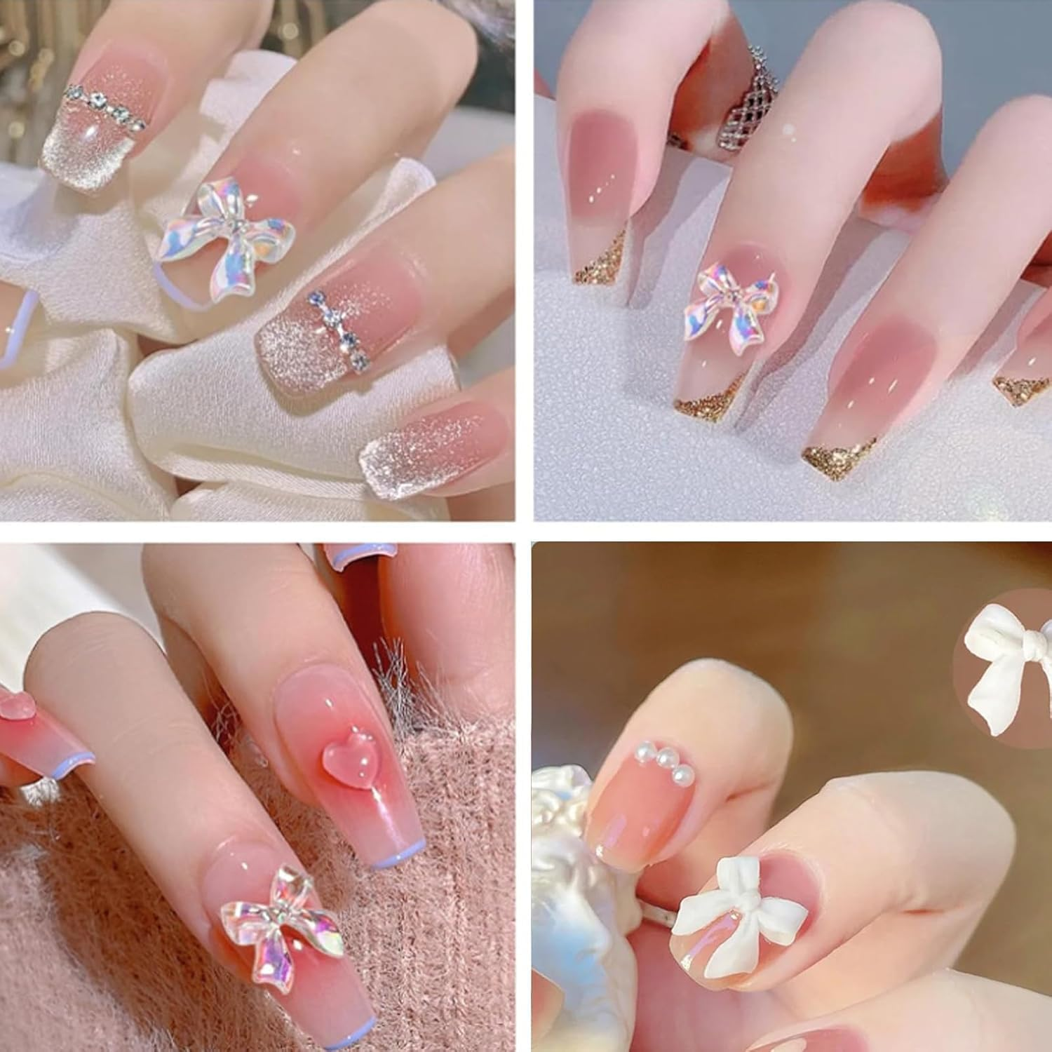 Mixed Color Variety Bows 3D Nail Charms Assorted Bows Nail Charms Mix White AB Flatback Pearls for Manicure DIY Crafts Jewelry Accessories for Women Valentines Day image number 2
