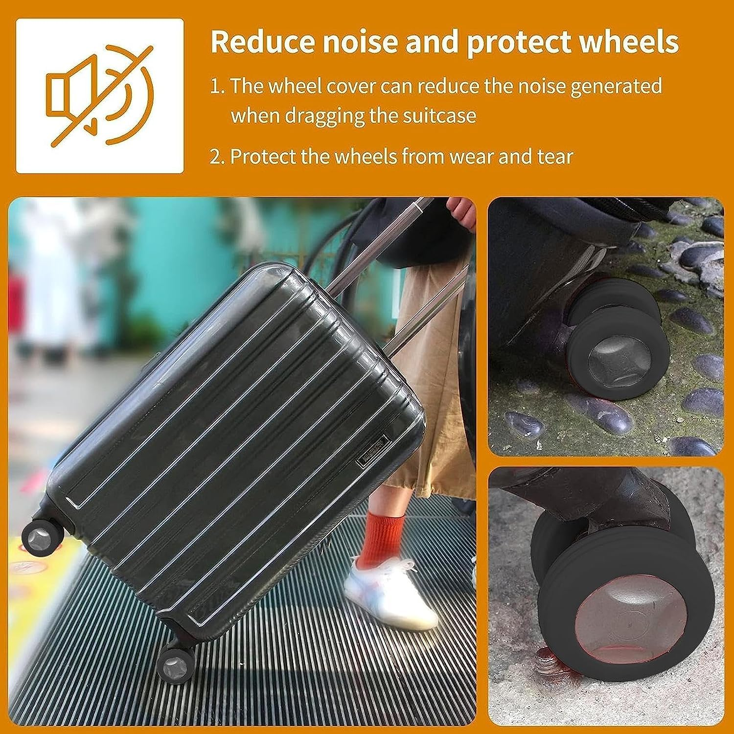 Luggage Wheel Cover | 8PCS Silicone Wheel Covers for Most Luggage | Portable Reduce Noise Suitcase Wheels Cover | Silicone Luggage Accessories image number 4
