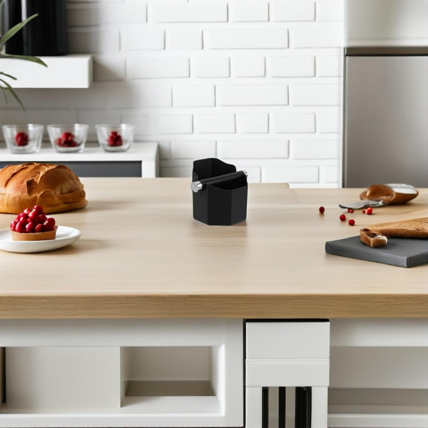 Hohopeti Espresso Coffee Grounds Knock Box Stainless Steel Knock Container Octagonal Coffee Slag Bucket Anti-Slip for Home image number 6