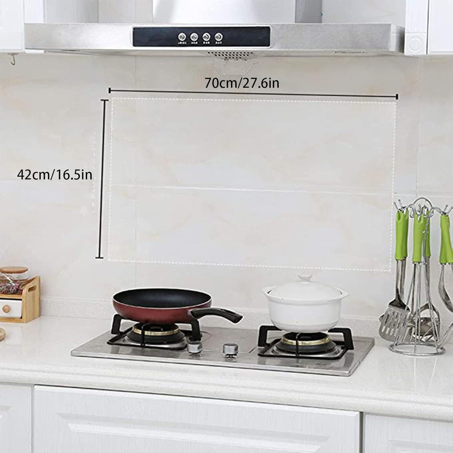 4 Pack Clear Oil-Proof Kitchen Backsplash Protector, Aterproof Heat-Resistant Self-Adhesive Wall Sticker for Countertop, Stove, Cabinet, Peel & Stick Splash Guard Vinyl Film (27.6X17.7 Inch) image number 4