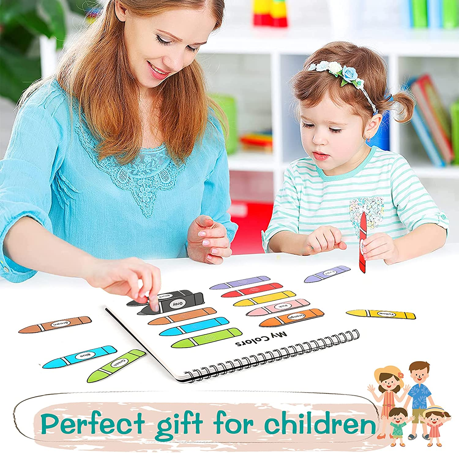 YHZAN Montessori Sensory Toy Preschool Busy Book Toddler Activities 10 Themes for Autism Early Development Aids for Home ABC Shape Color Match Planet Game image number 3