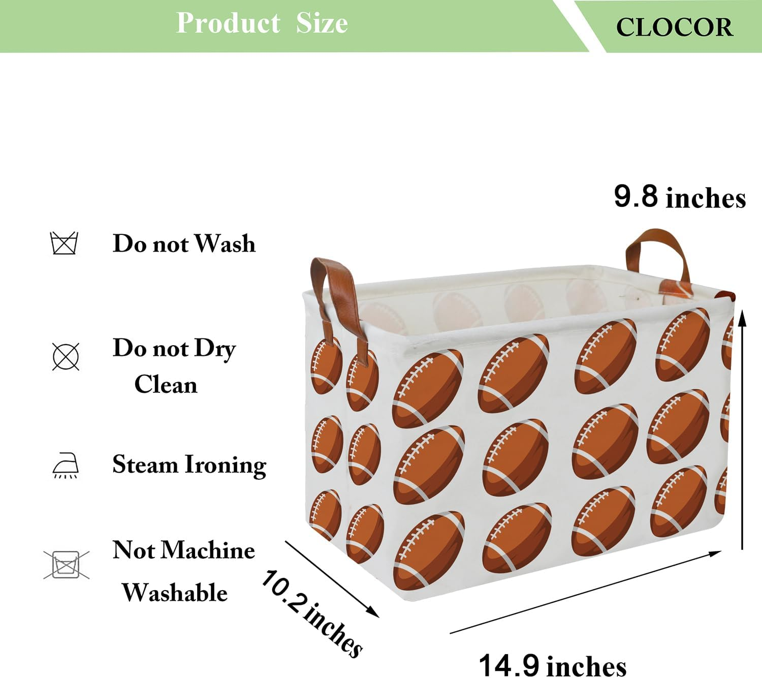 CLOCOR Rectangular Storage Basket,Toys Storage Bin,Waterproof Gift Basket,Room Decor(Rugby) - Anchor image number 3