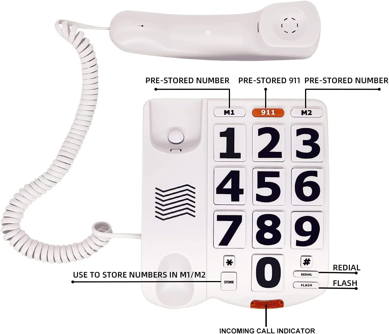 Landline Phone for Seniors, Big Button Phones for Visually Impaired Seniors, with Extra Loud Ringer, Large Easy Buttons, Emergency House Phones image number 4