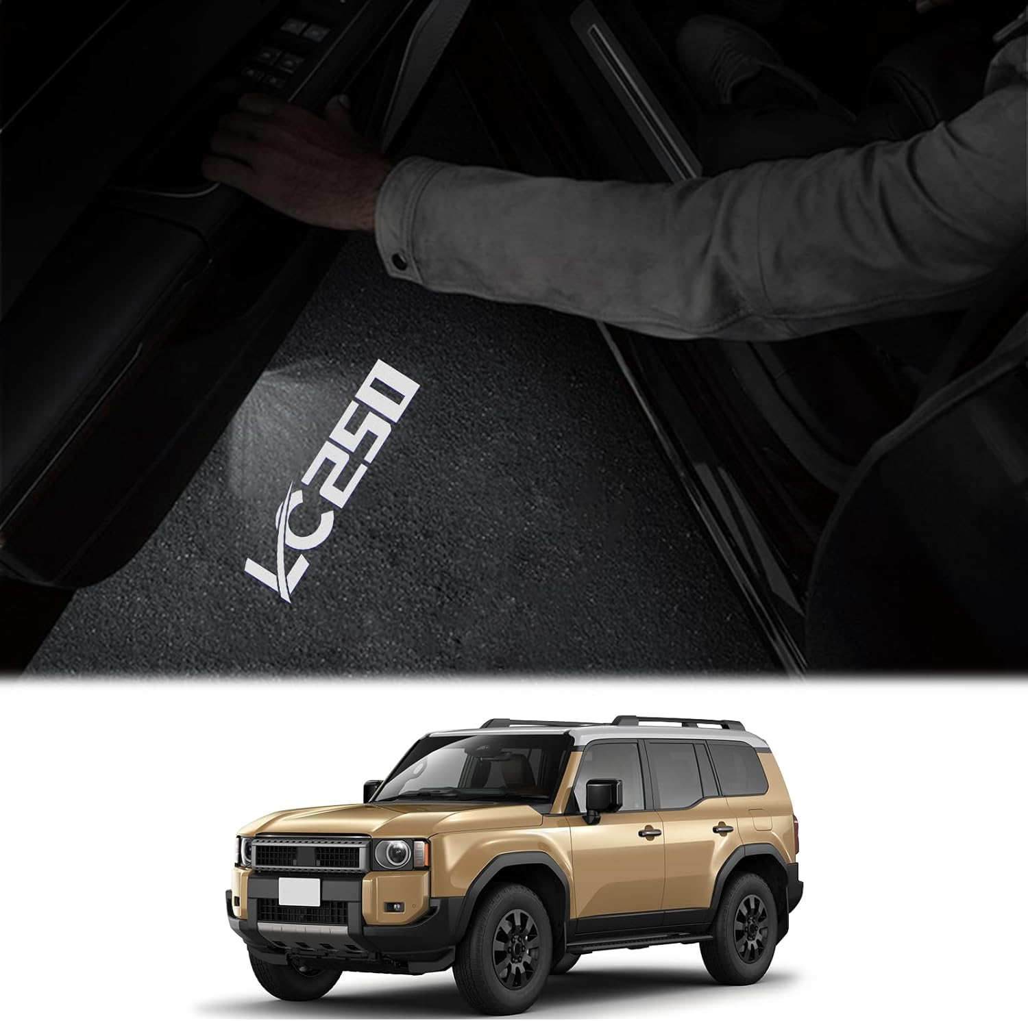 Car Door Courtesy Lamp Logo Welcome Projection Durable LED Light, Fade-Free Logo Projection for 2024 2025 2026 Toyota Land Cruiser Prado 250 LC250 Interior Modification Accessories Decoration Lighting