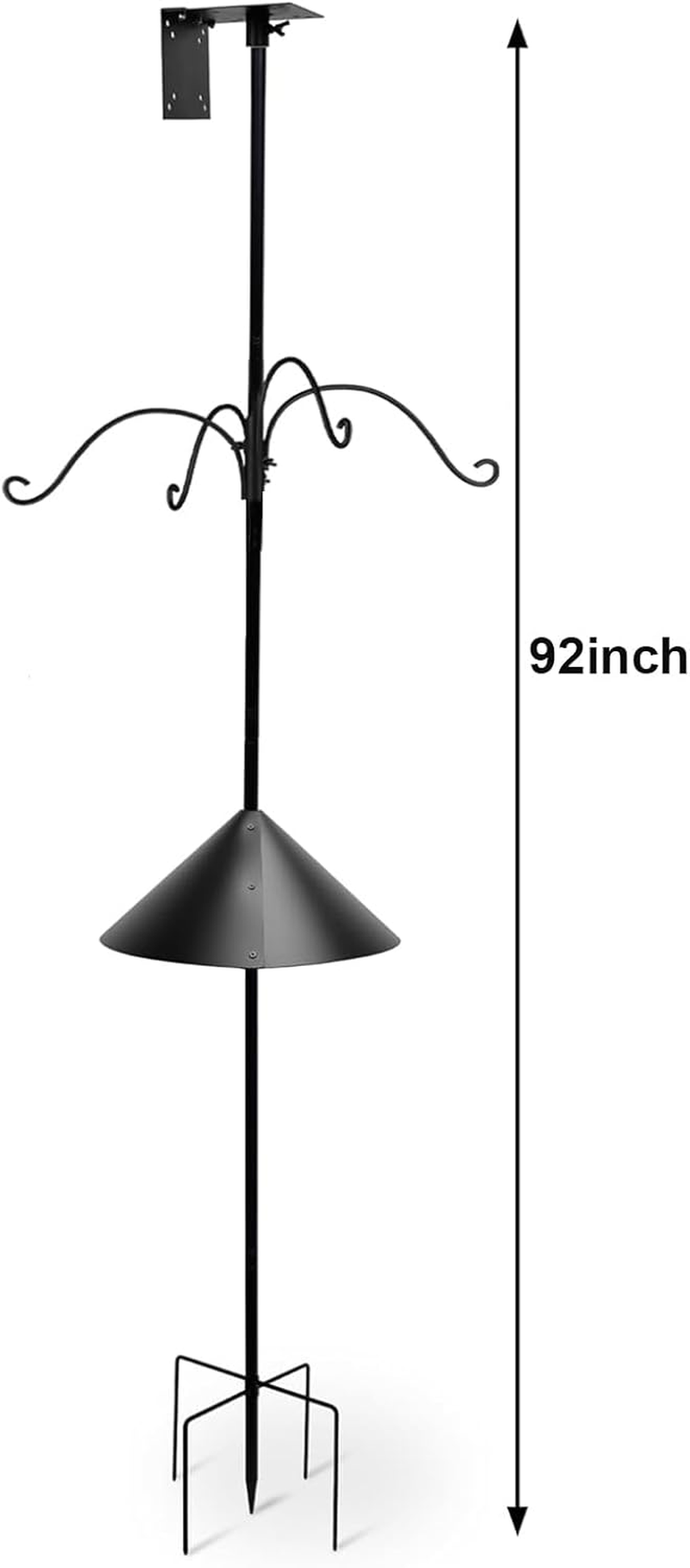 Bird House Pole Mount Kit 92 Inch with 4 Hanging Hooks - Heavy Duty Adjustable Bluebird Feeder Support Rod Stand Set for Outside, Yard, Garden, Birds Watching & Birdfeeder Pole image number 1