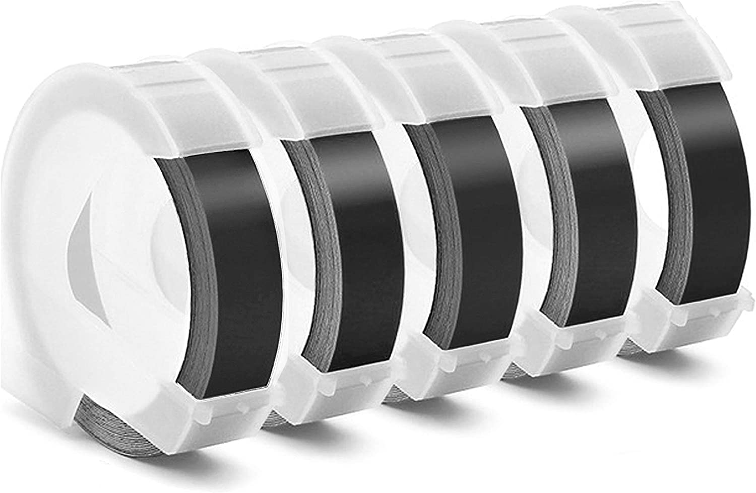 Embossing Label Tape Compatible with Dymo Label Maker,3/8 Inch 3D Plastic Labels for Dymo Organizer Xpress 12965 DYM 12966 Office Mate II (White on Black)