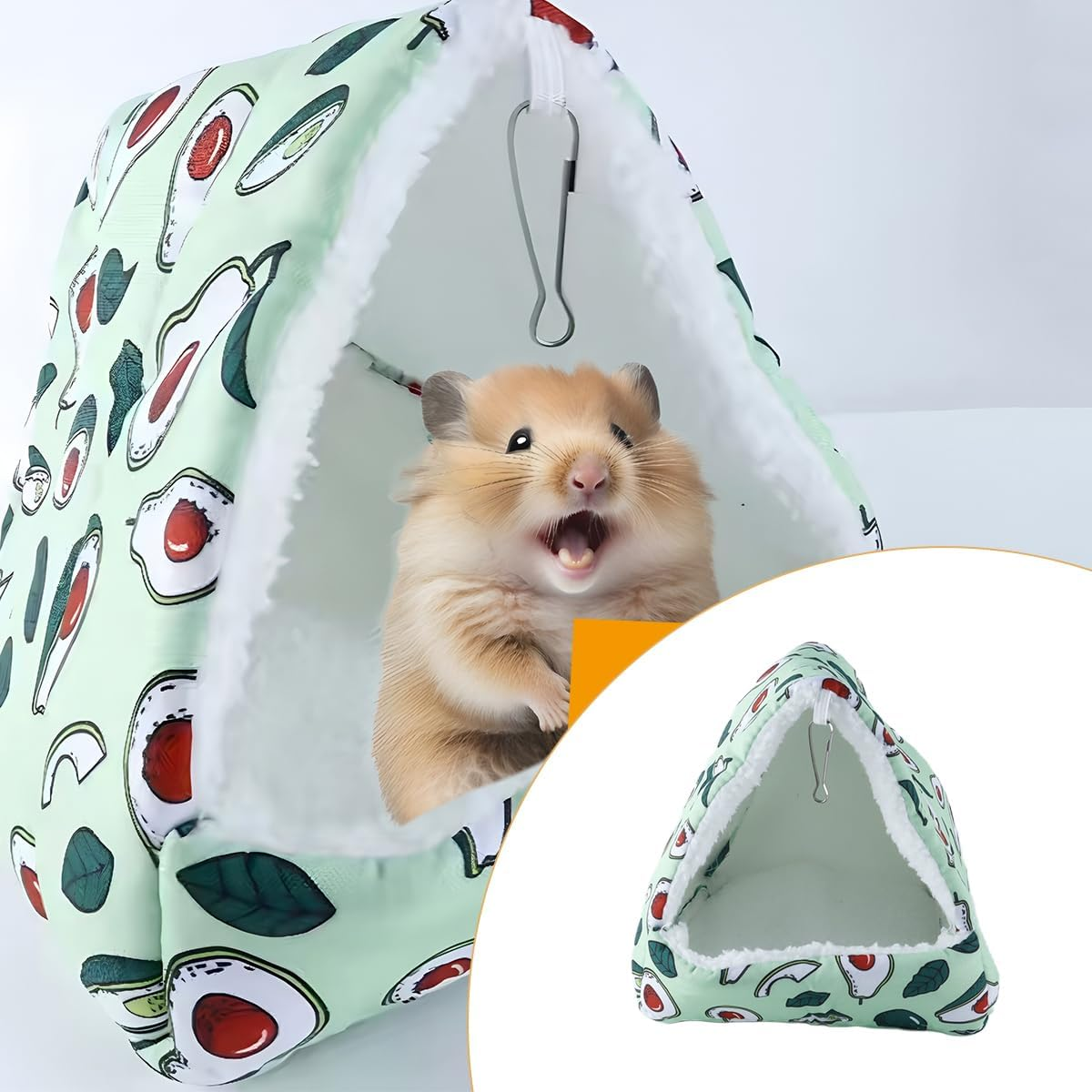 Orivin Guinea Pig Bed, 1 Pack (19 X 19Cm) Small Animal Winter House Warm Nest, Non Slip Avocado House with Removable Pad, Animals Warm Sleeping (Avocado)