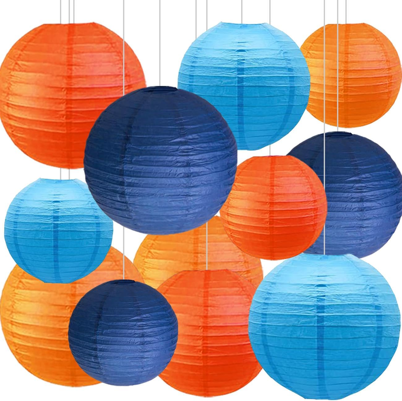 SIPRKAICT Paper Lanterns Party Decorations,12Pcs Gold Black White Hanging Paper Lantern for for Wedding Graduation Anniversary Birthday Party Decorations