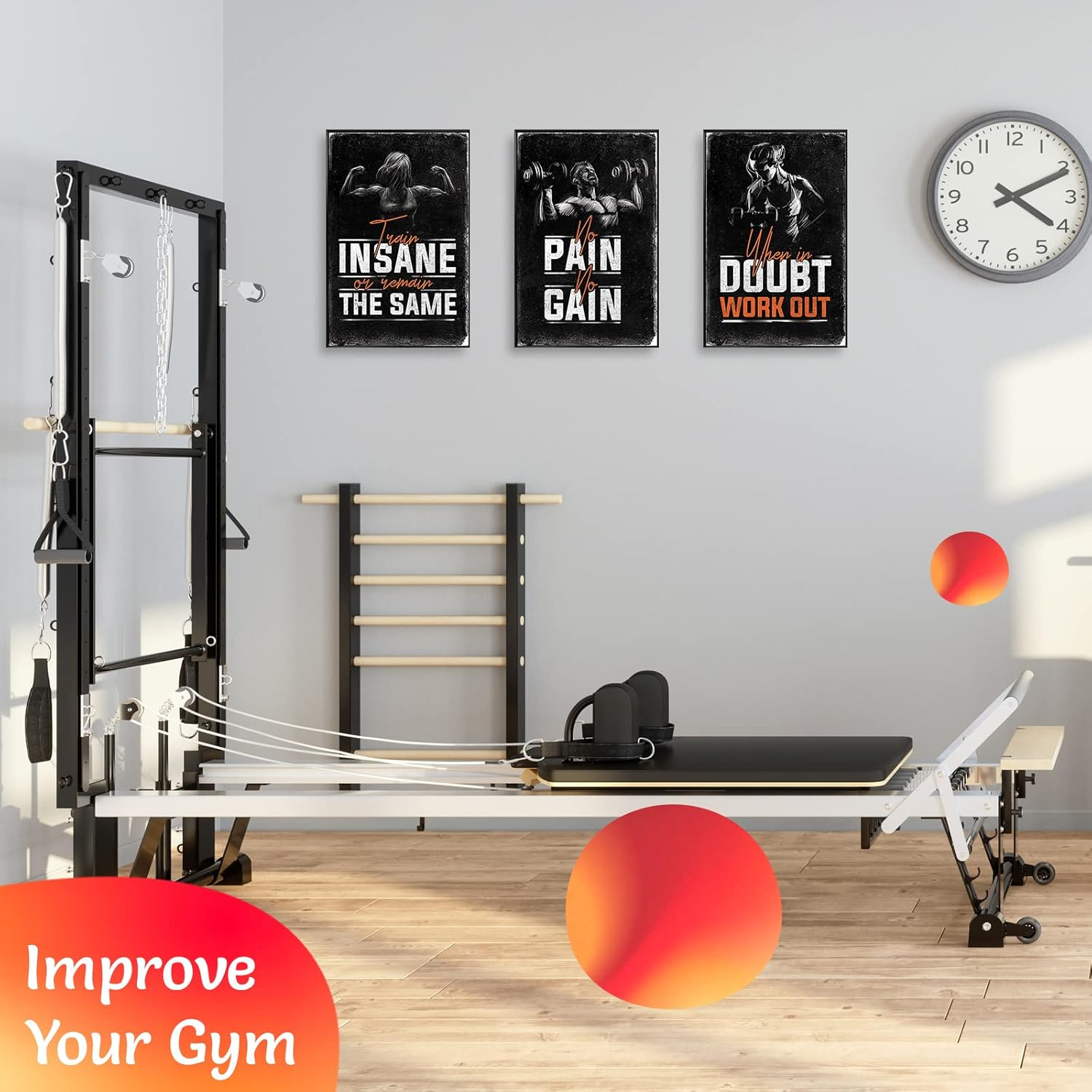 Bodybuilding Motivational Fitness Posters Set of Four. Wall Art Inspiration and Quote Decals with Workout Weight Lifting and No Excuses Inspirational Images. No Pain No Gain Prints. Great Mens Gifts image number 5