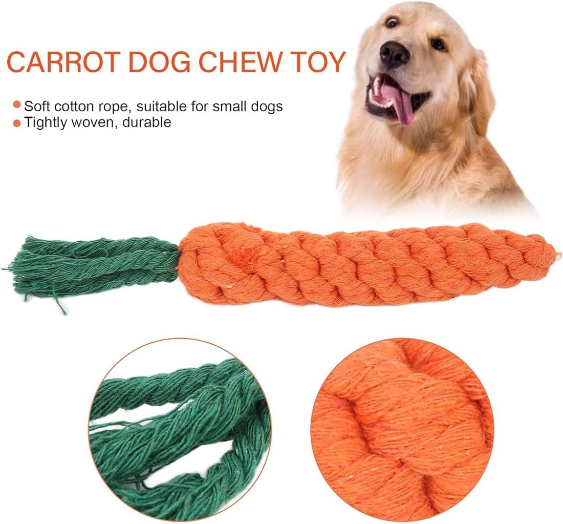 YOCDNOV Pack of 2 Dog Toys Carrot - Carrot Rope Toy Braided Interactive Chew Toy Puppy Carrot Rope Toy Braided Interactive Dog Toy (22 X 3 Cm) image number 4