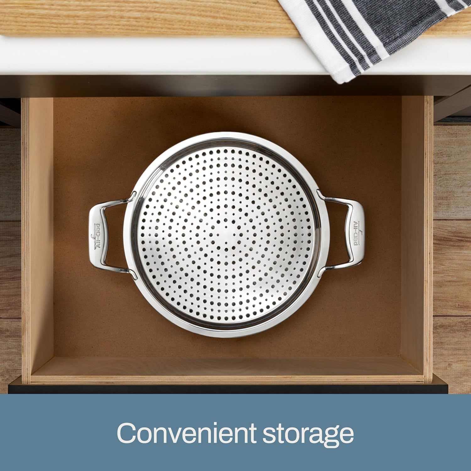 All-Clad Accessory, Stainless Steel Strain & Splatter Guard, 10.5-Inch, Easy, Mess-Free Straining, Multifunctional Design, Pots and Pans, Cookware, Kitchen Gadgets, Cooking Tools, Silver image number 2