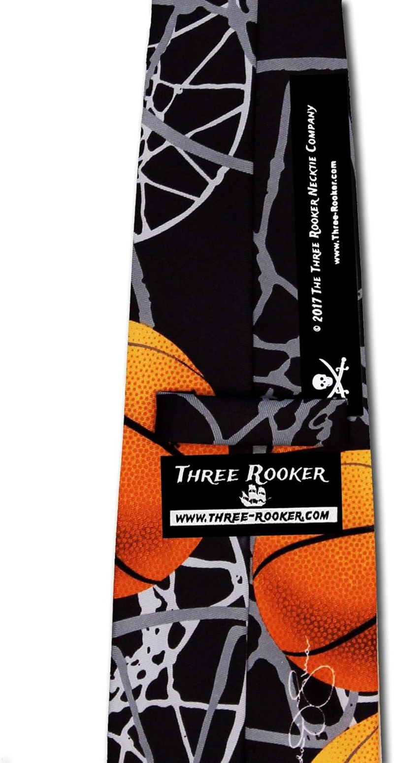 Basketball Zone Tie Mens Basketballs Necktie by Three Rooker image number 3