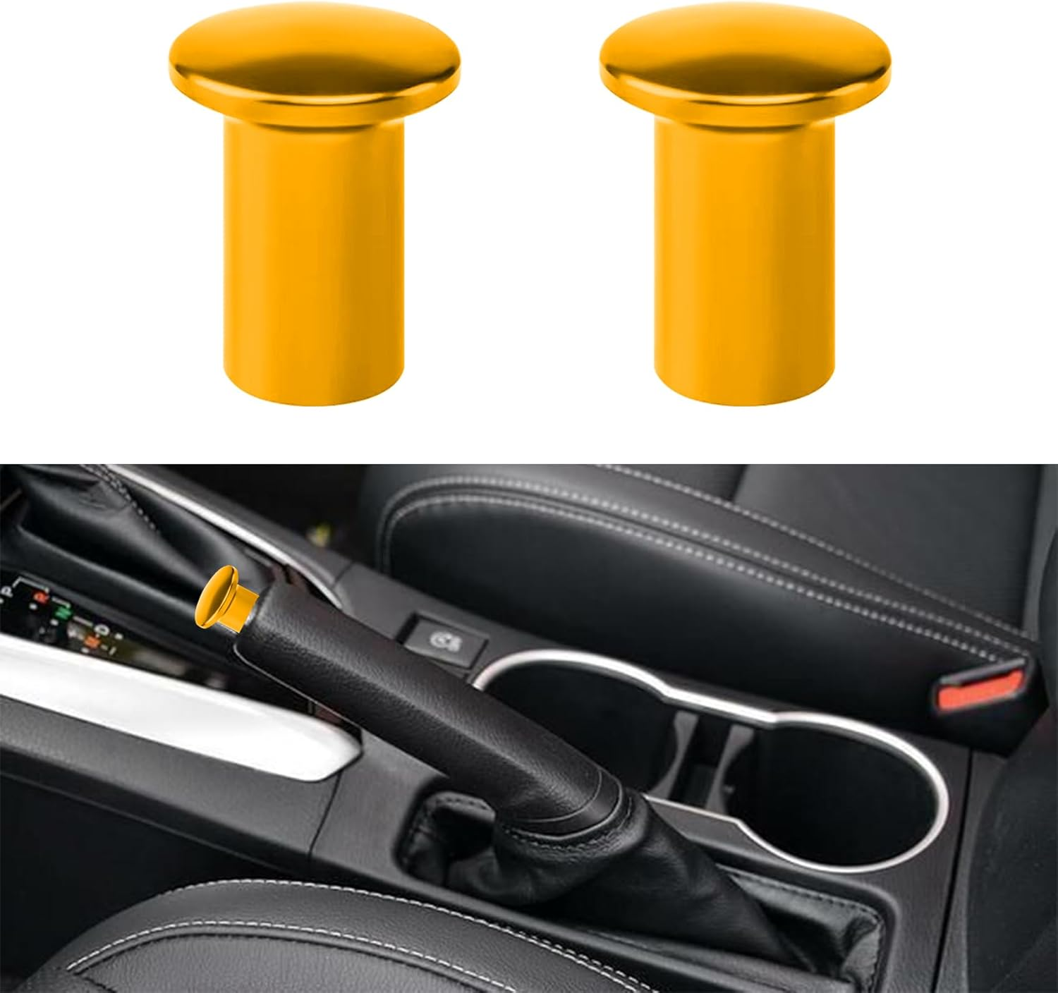 2PCS Hand Brake Knob Cover, Car Handbrake Button, Aluminum Car E-Brake Handle Cover, E-Brake Handle Handbrake Emergency Cover, Gear Handle Brake Press Button Compatible with GT86, FRS, BRZ