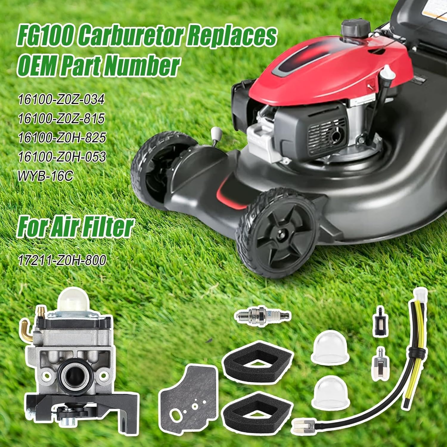 GX25 GX35 FG110 Carburettor Replacement Kit for Mantis Tiller for Honda Engines FG100 FG110 Carburetor Tiller Parts Gas Trimmer 4 Cycle GX25N HHT35 HHT35S HHT25S GX35NT Replace OE# 16100-Z0Z-034 image number 3