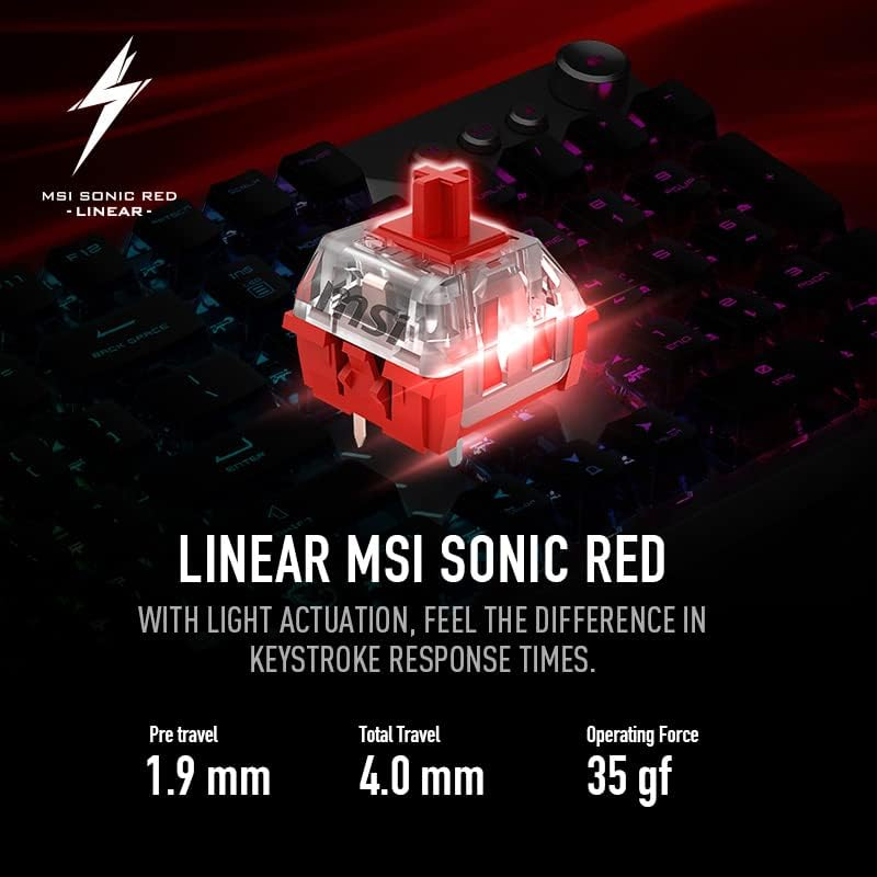 MSI Vigor GK71 Sonic US Mechanical RGB Gaming Keyboard Sonic Red Switches image number 4