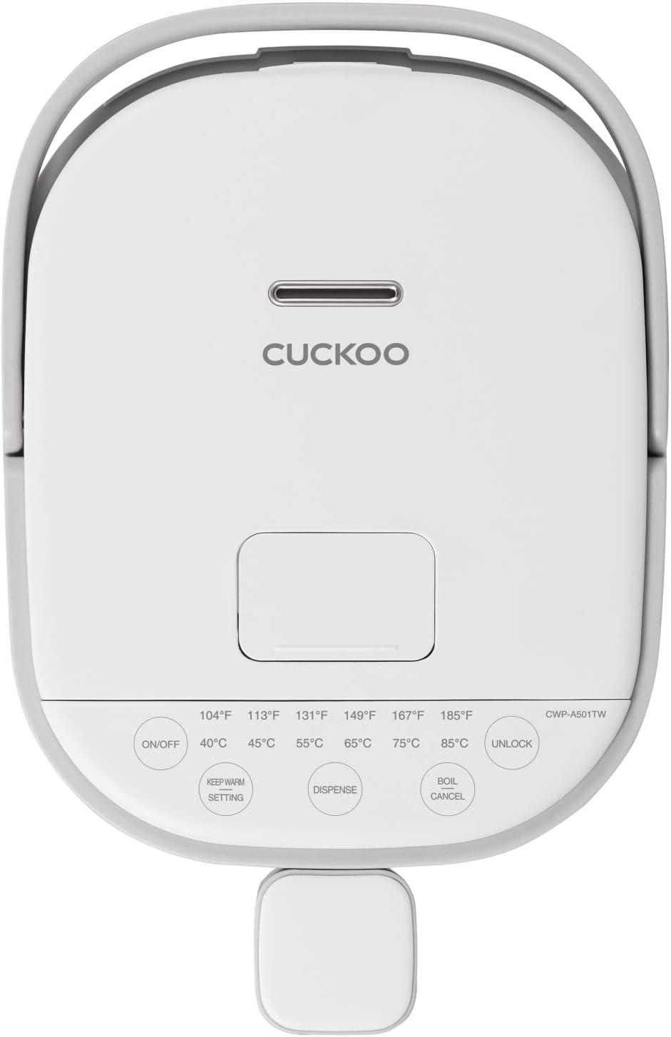(CWP-A501TW) CUCKOO Automatic Hot Water Dispenser & Warmer, 6 Level Temperature Setting, Portable with Handle, Stainless Steel Inner Pot, Safety Child Lock White image number 3