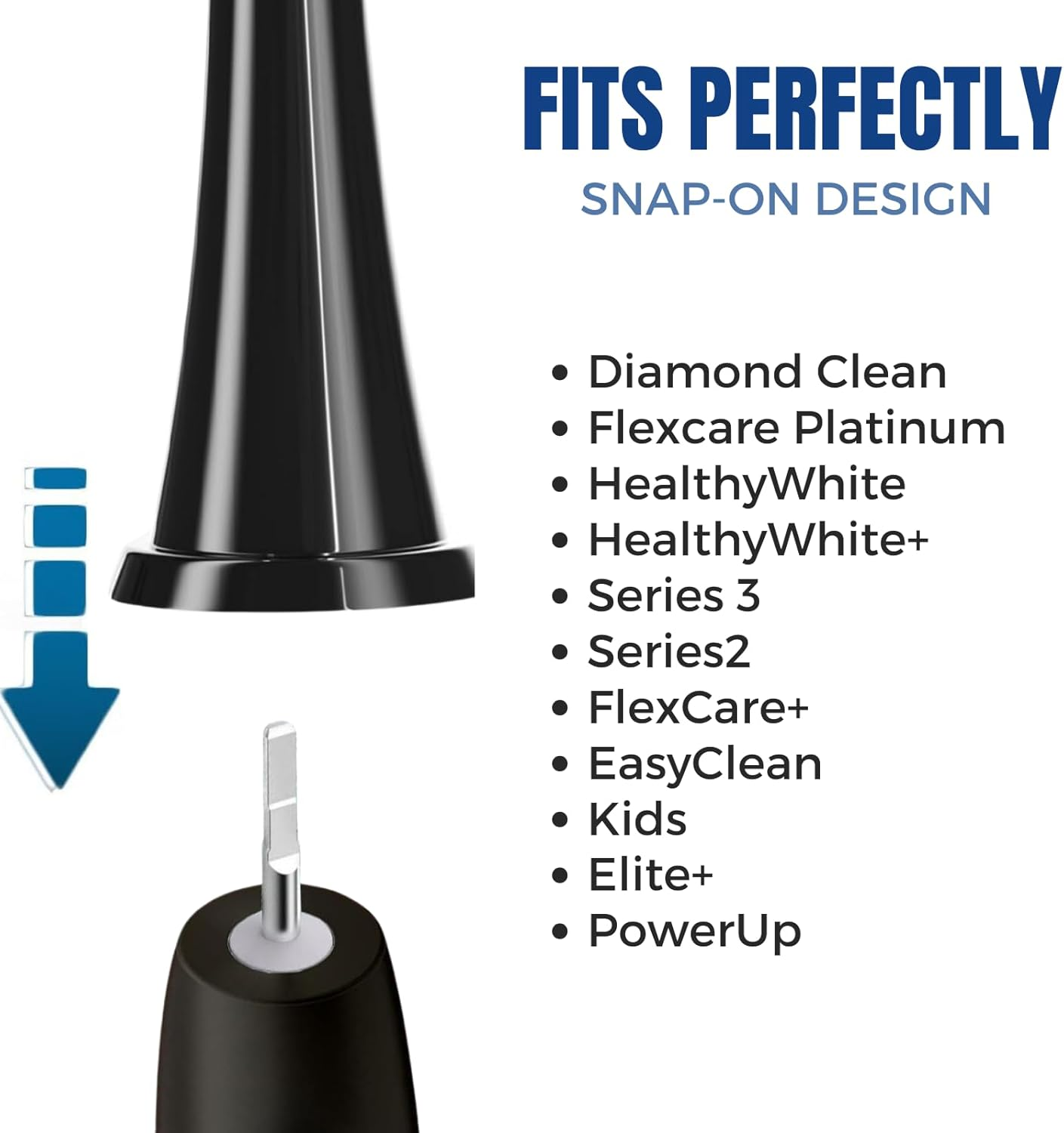 Replacement Brush Heads Compatible with Philips Sonicare, JOMWEN Fits Diamondclean, Protectiveclean, Flexcare, Healthywhite, Easyclean, 2 Series, 3 Series, Kids Series and More (Black+White, 8 Pack) image number 2