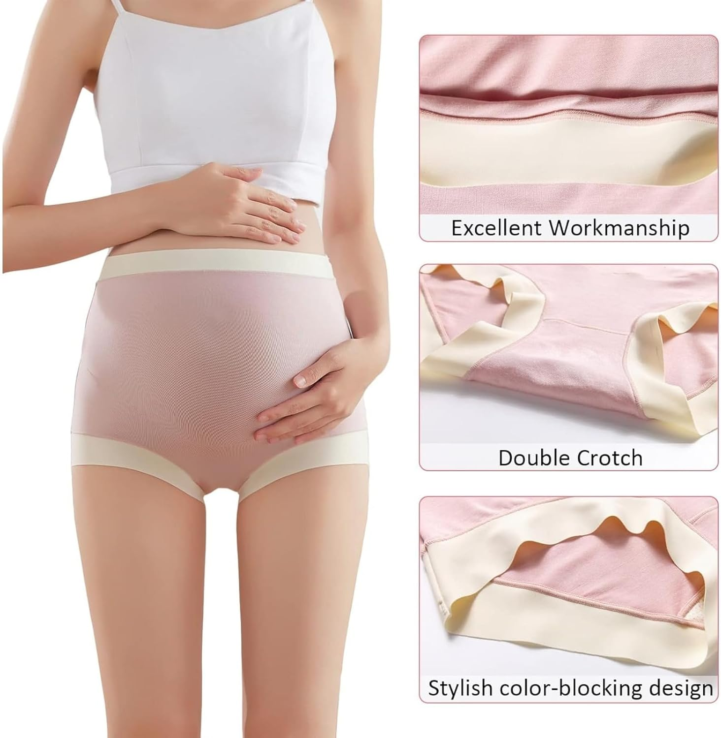 5-Piece Set Maternity Underwear over Bump High Waist Soft Absorbent Modal Pregnancy Panties for Women image number 4