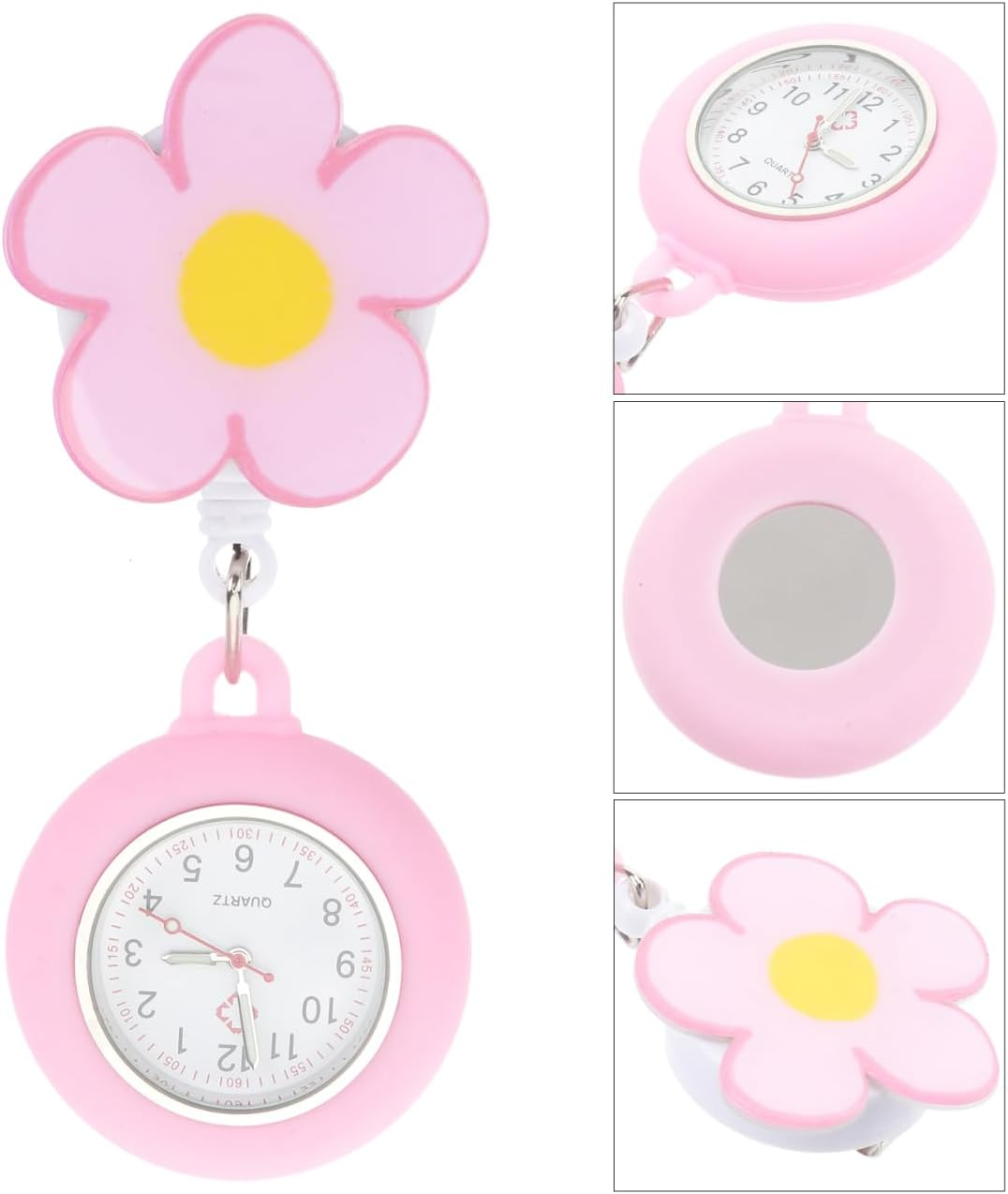 Gatuida Pocket Watch Clip on Watch Cover Fob Watch Digital Nurses Watch Digital Watches for Women Lapel Pin Watch Hanging Watch Miss Pearlescent Reel Quartz image number 3