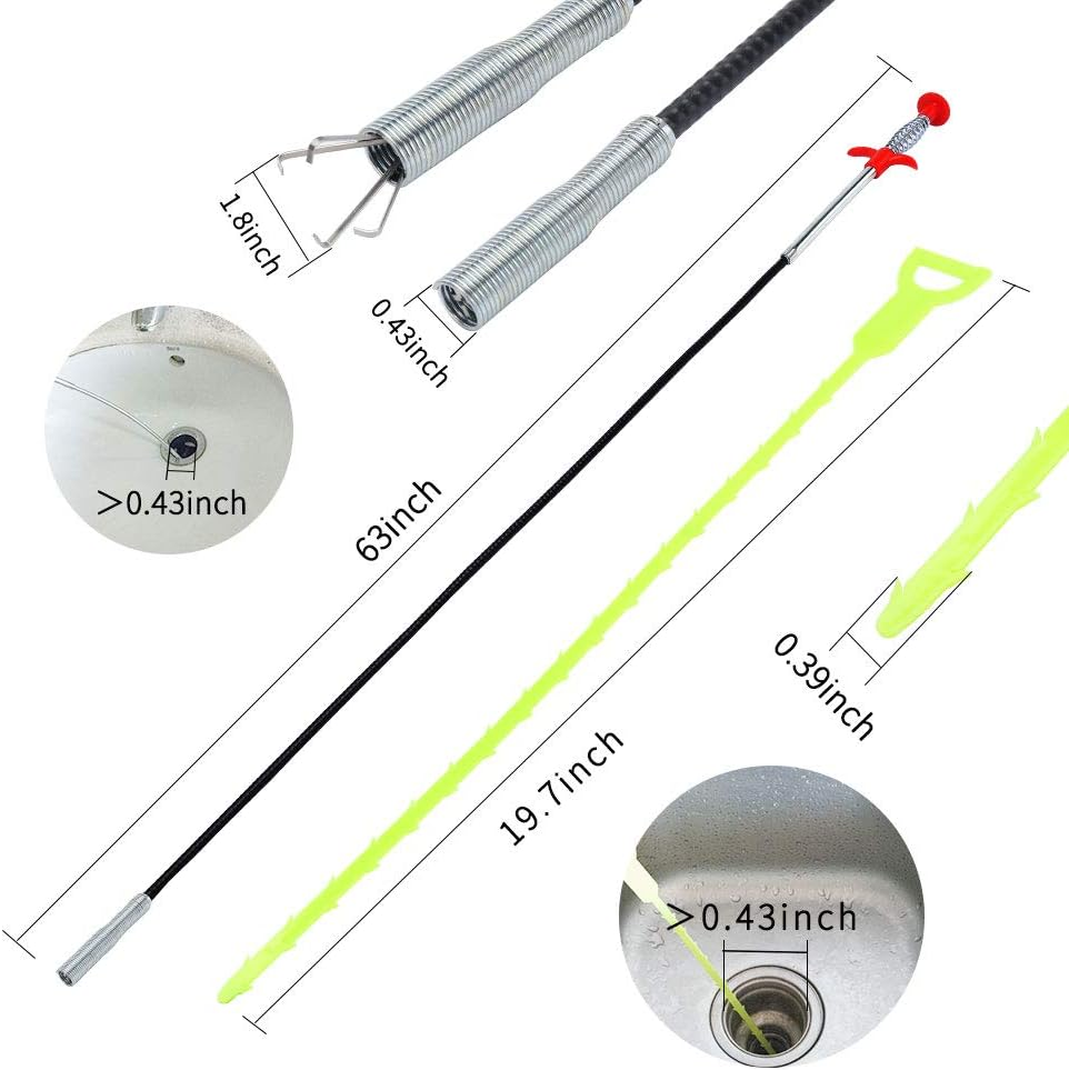 Flexible Grabber Claw Pick up Reacher Tool with 4 Claws Bendable Hose Pickup Reaching Assist Tool for Litter Pick, Home Sink, Drains, Toilet (63Inch) image number 5