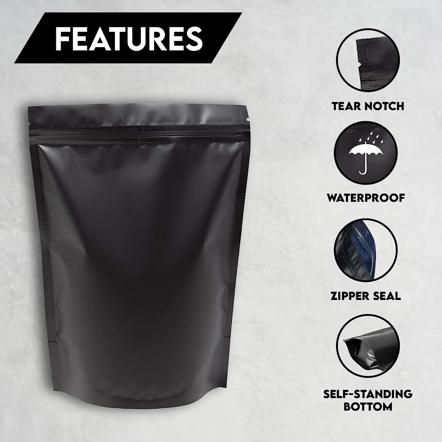 100Pcs Black Mylar Holographic Bags Packaging Bags,Clear Resealable Bag Foil Pouch Bag for Food Storage and Lipgloss,Jewelry,Eyelash Packaging for Small Business（16X24 Cm) image number 3