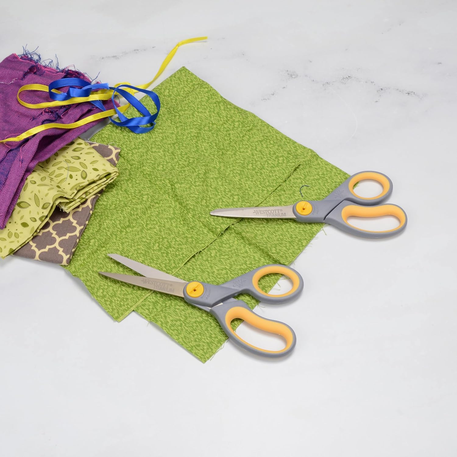 Westcott 8" Straight Titanium Bonded Scissors, Grey/Yellow, 2 Pack image number 3