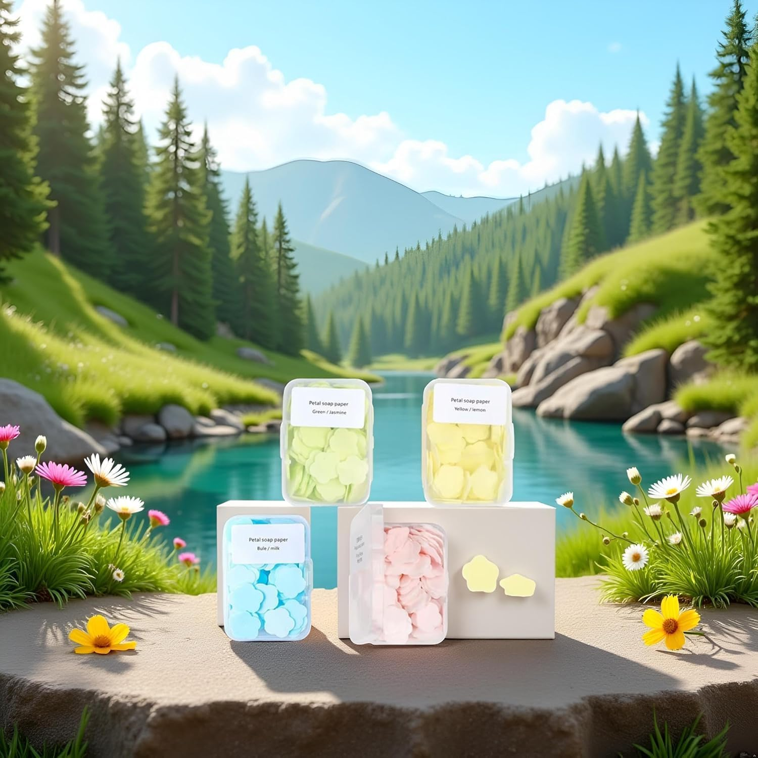 Seadiquiet 3 Boxes 300Pcs Portable Hand Washing Soap Sheets, Different Scented Mini Petal Hand Wash Soap Sheets, Disposable Soluble Soap for Outdoor Travel, Camping, Hiking image number 2