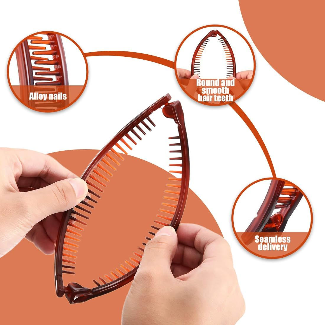 Pack of 4 Banana Clips, Banana Clip, Vintage Fishtail Hair Clip, French Banana Clip, Ponytail Holder, Clincher Combs Tool, Suitable for Long, Curly or Straight Hair image number 5