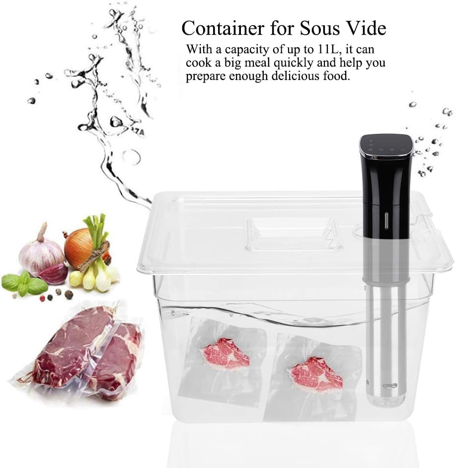 11L Container, Thickened Food Grade PC Collapsible Hinged Sous Vide Container with Lid and Calibration Marks, Durable and Wear Resistant for Sous Vide Circulator Culinary Precision Cooker image number 5