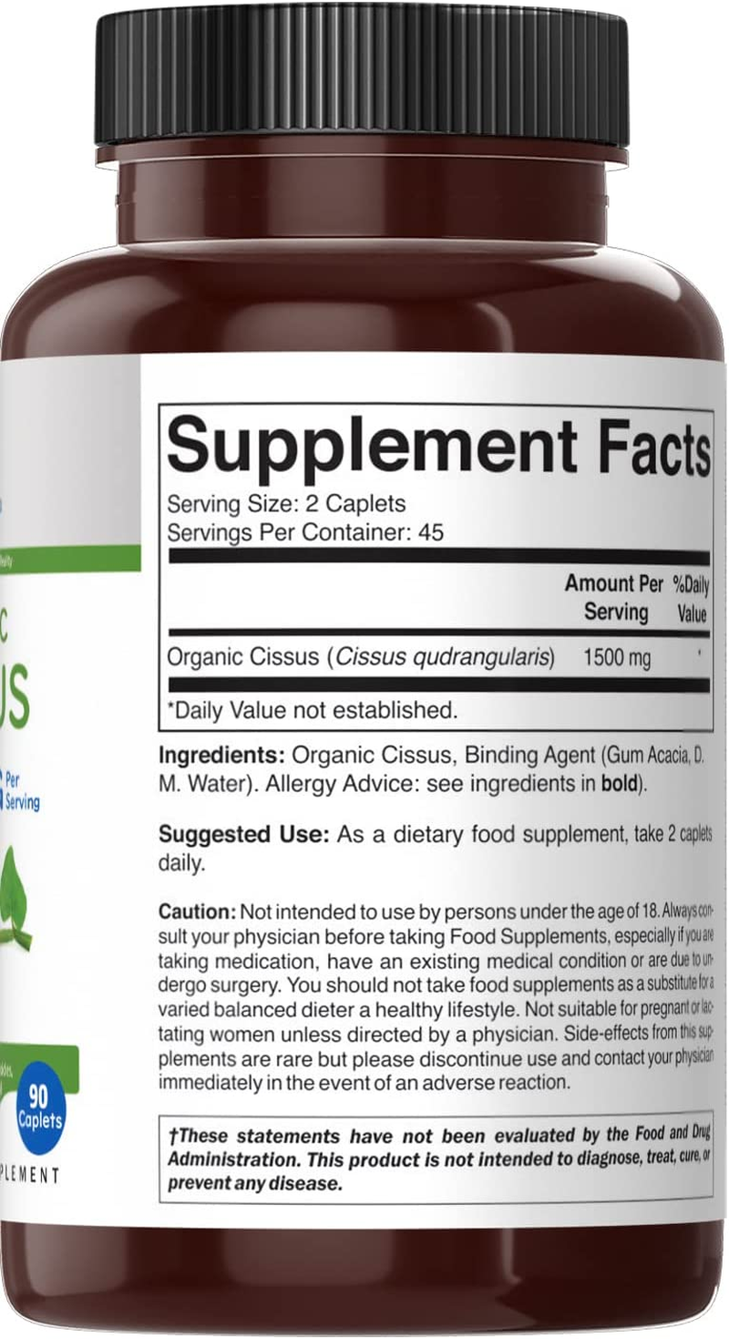Brieofood Organic Cissus1500Mg, 45 Servings, Vegetarian, Gluten Free, 90 Vegetarian Tablets image number 5