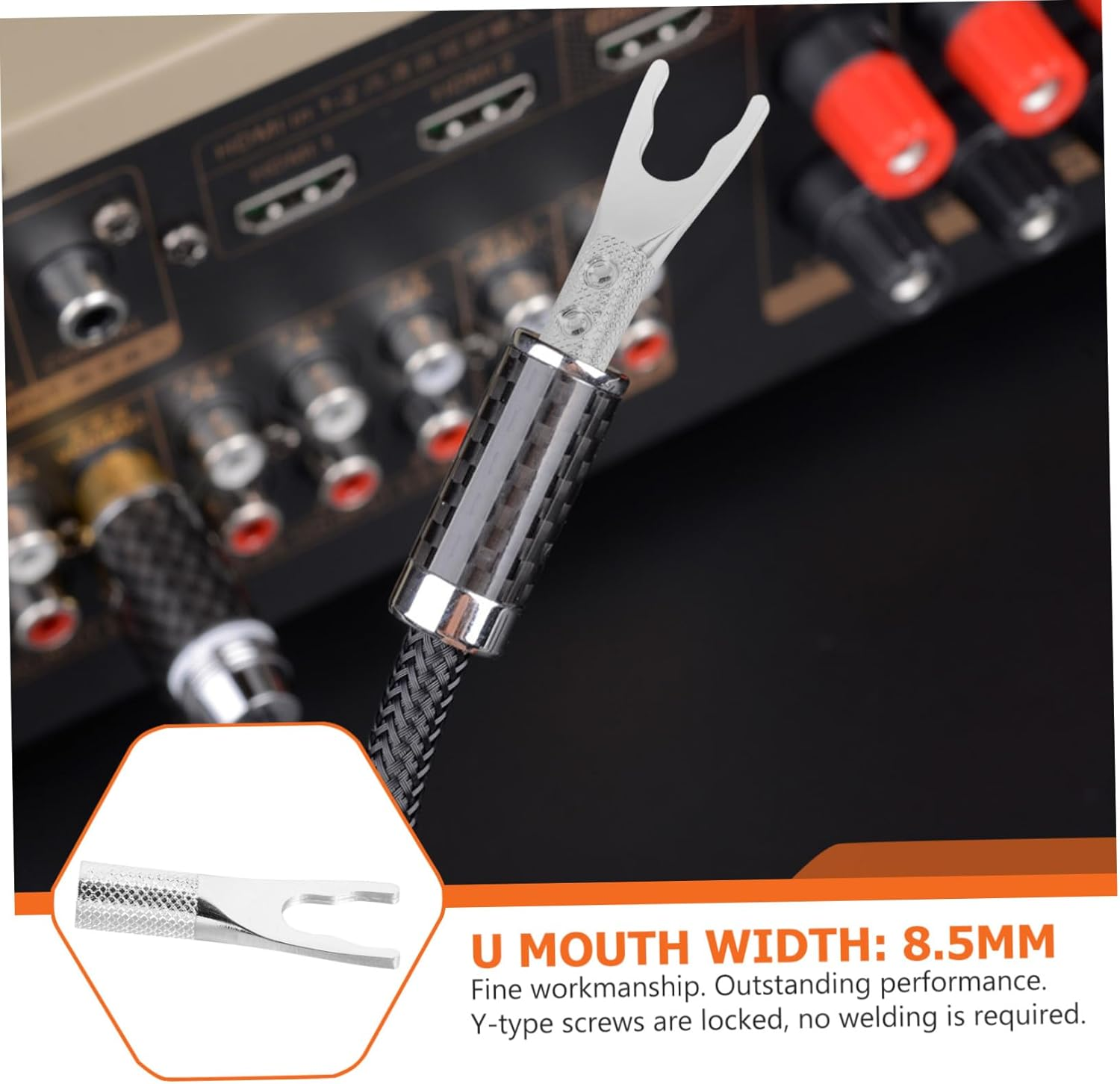 UTHCLO Silver-Plated Audio Cable Plug Adapter Y-Shape Banana Speaker Wire Connector for Home Audio Systems Compatible with Amplifiers and Speakers image number 5