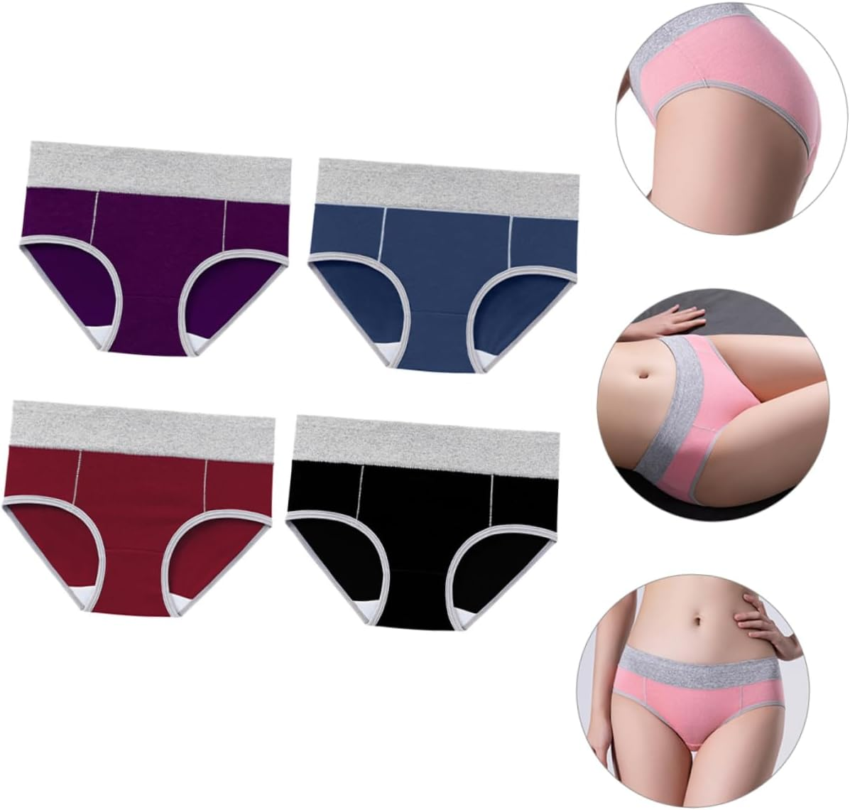 LIFKOME High Waist Underpants for Ladies Breathable Comfortable Panties Elastic for Family and Friends plus and Multiple Colors image number 3
