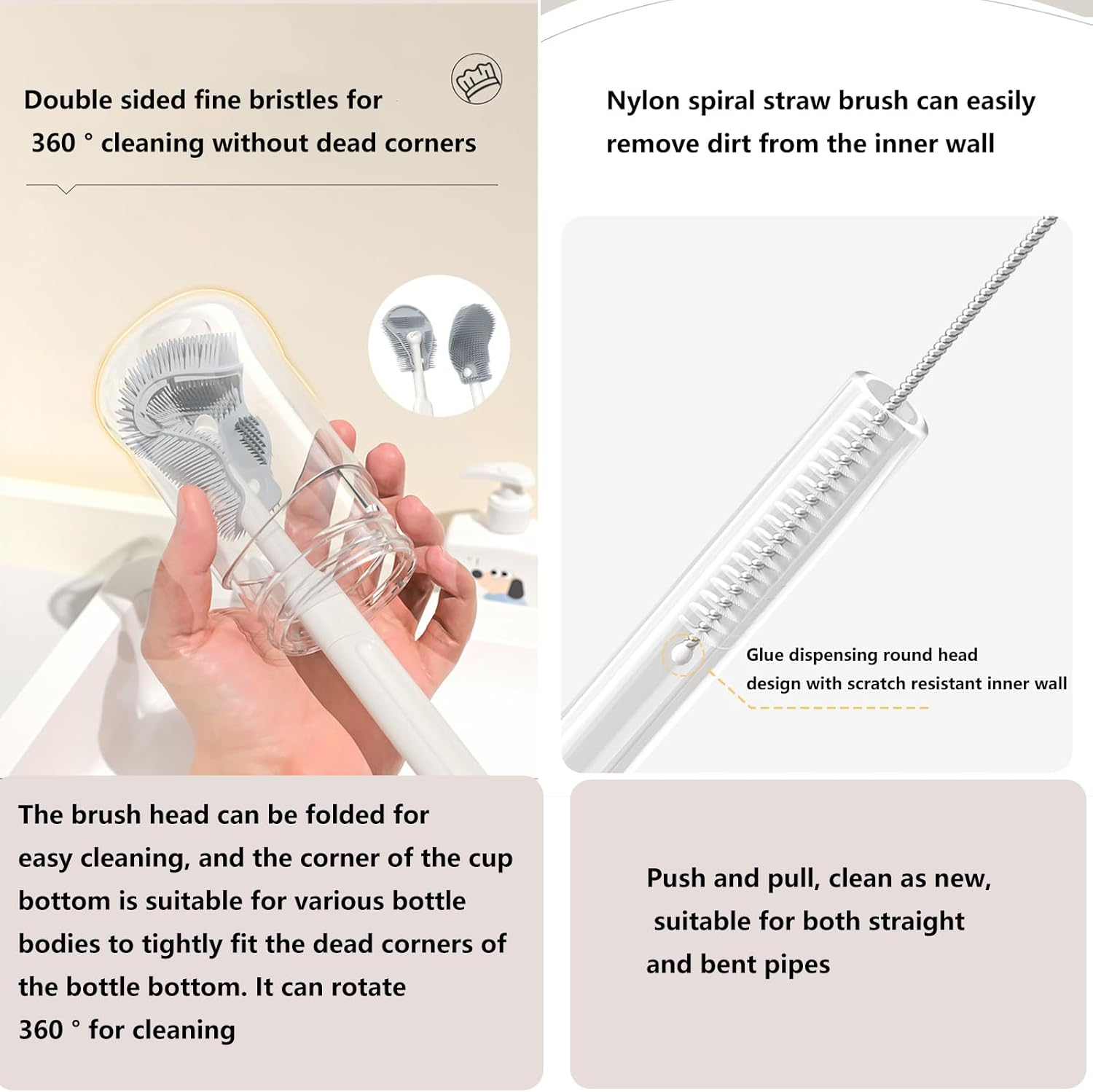 Travel Baby Bottle Brush Set with Portable Silicone Bottle Brush Nipple Cleaner Brush Straw Brush Soap Dispenser and Bottle Drying Rack image number 1