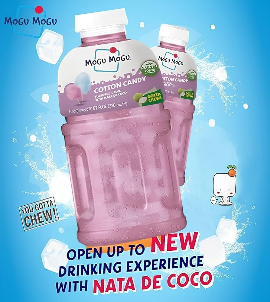 Mogu Mogu Cotton Candy Fl Drink W/Nata De Coco 320Ml 6Pack (Pack of 2)