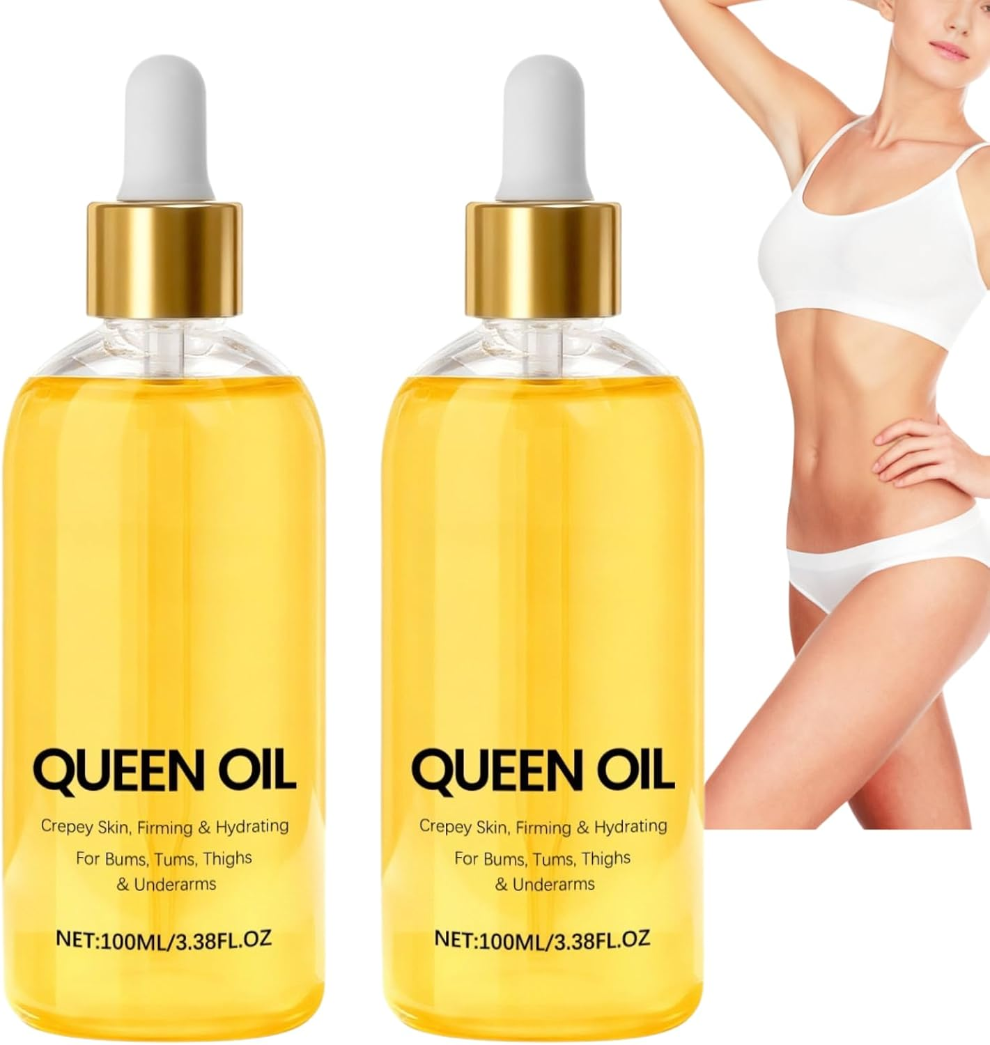 Queen Body Oil for Crepey Skin & Firming, Silk Body Oil for Women, Hydrating Fast Absorbing Moisturizer for Arms Tums Bums Thighs & Underarms, anti Aging Body Care for Dry Skin (1Pcs)