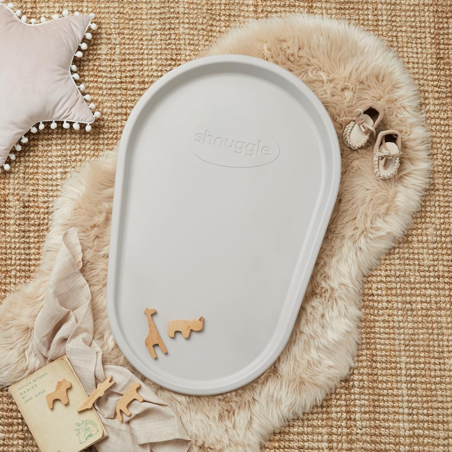 Shnuggle Squishy Baby Changing Mat | Soft and Warm Foam Material Is Nicer for Babies | Perfect for Nappy/Diaper Changing Time | Anti-Slip Easy Clean Wipeable (Taupe) image number 6