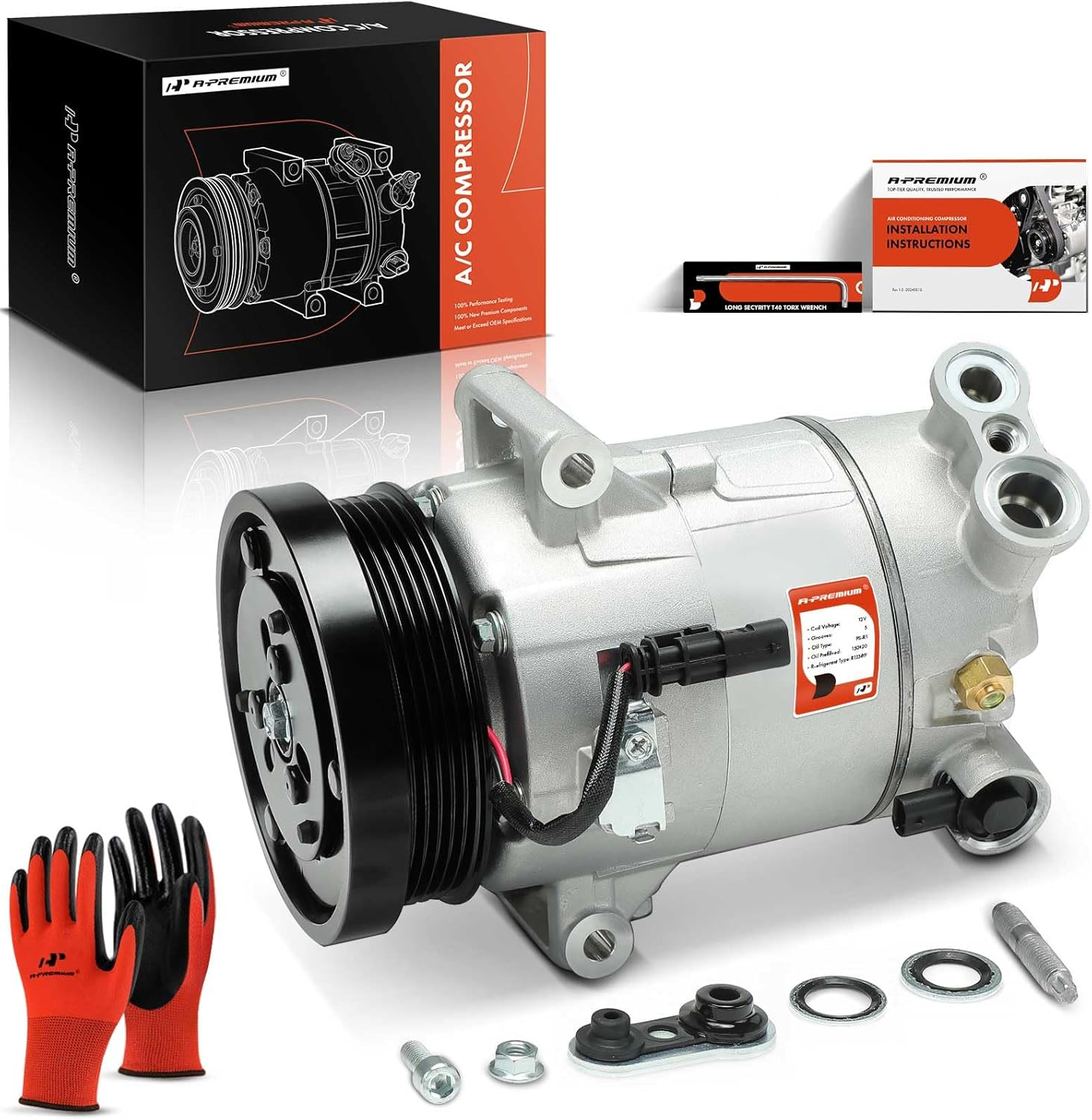 A-Premium AC Compressor with Clutch, Automotive Replacement Parts Compatible with Chevrolet Colorado 2015-2020 Equinox 2018-2020 GMC Canyon 2015-2019 Terrain 2.5L 1.5L image number 1