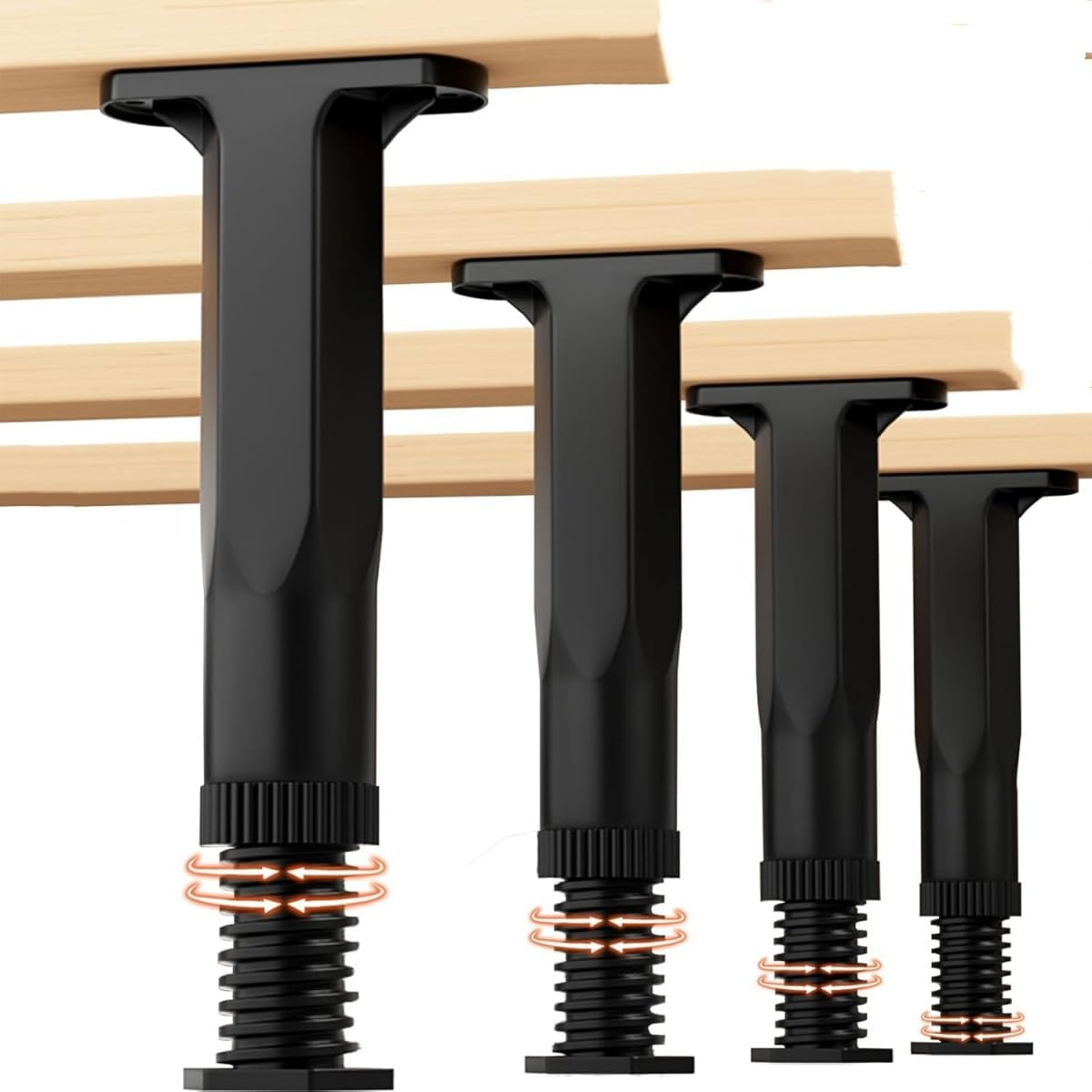 Adjustable Height Bed Legs Heavy Duty - 13.5-22 CM Frame Support Legs & Center Support for Mattress Foundation, Platform Base, Queen/King Size - Furniture Legs (4Pcs) image number 1