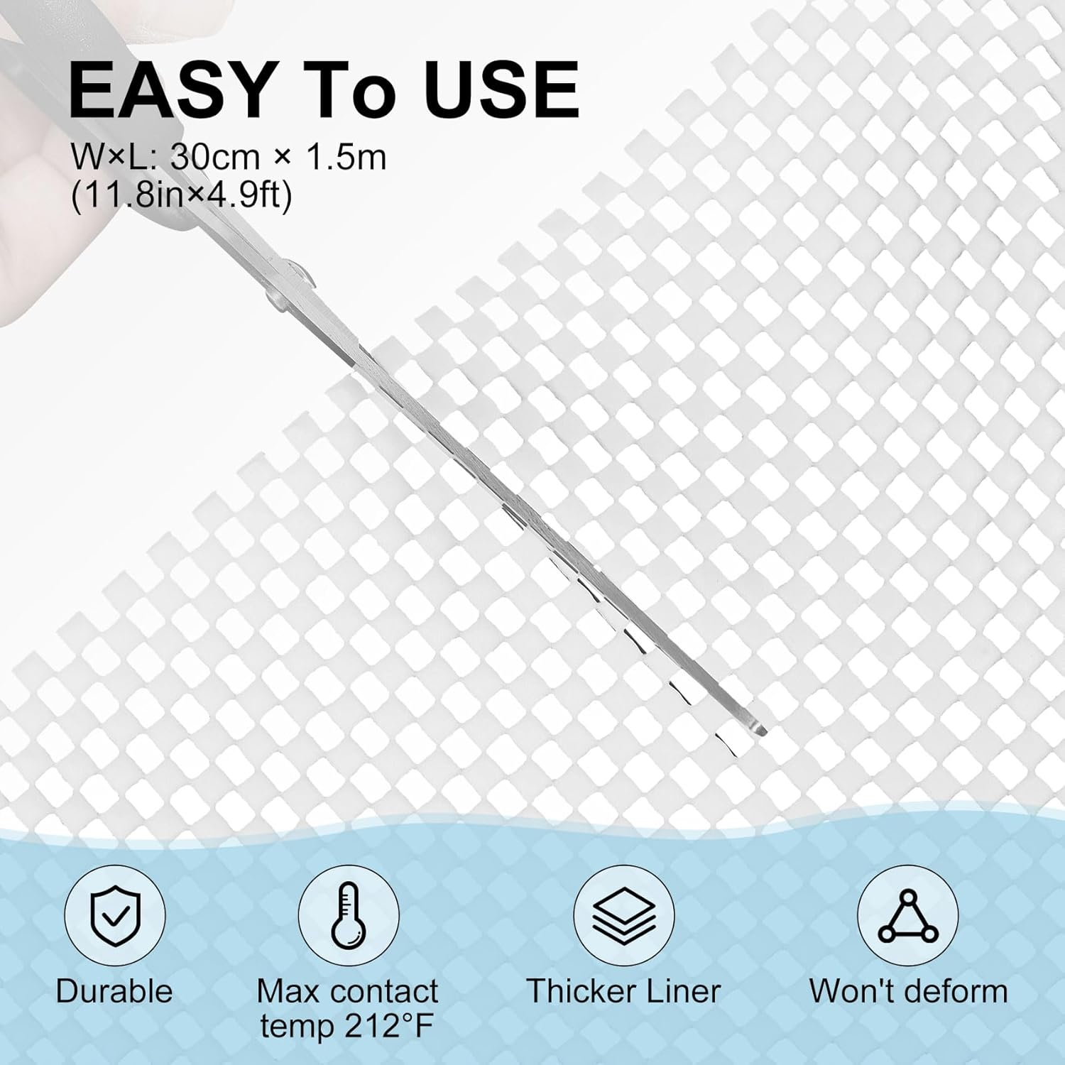 30Cm&times;1.5M Shelf and Drawer Liner for Kitchen Cabinets Non-Adhesive, Non Slip Durable Strong Clean for Shelves, Cabinets, Storage, Kitchen & Desks (White) image number 2