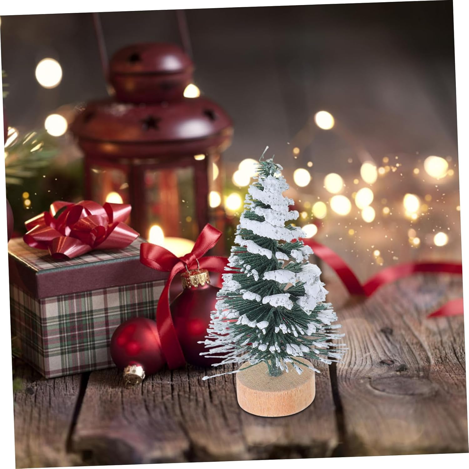 10Pcs Mini Christmas Tree Ornaments Covered in Snow Pine Twig Christmas Tree Decorations for Desktop Party and Home Xmas Decorations image number 5