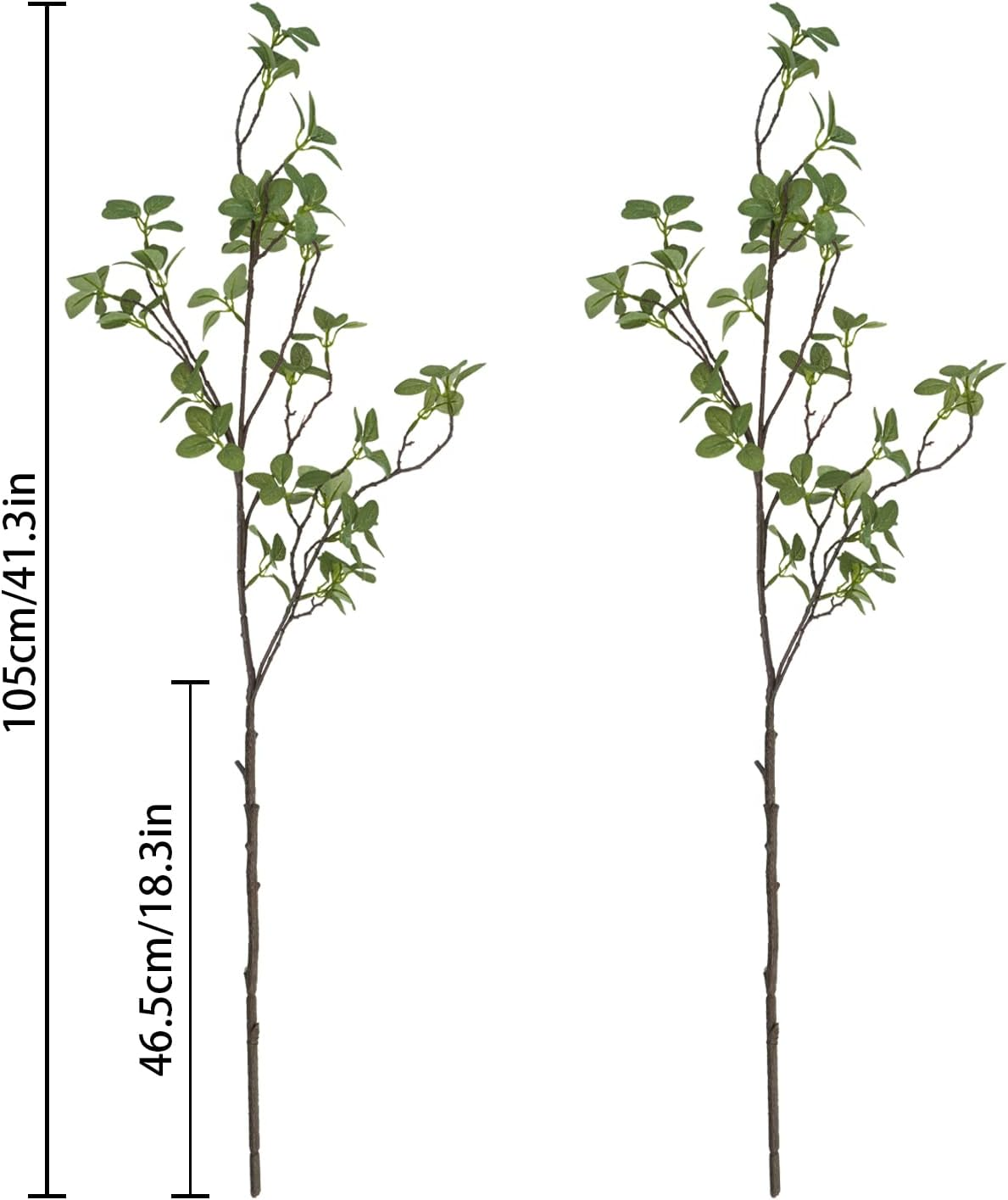 Ruidazon 2 Pcs Artificial Greenery Stems, 41.3&rsquo;&rsquo; Tall Fake Plants Branches Faux Greenery Ficus Twig Leaf for Home Garden Shop Office Desk Decoration image number 2