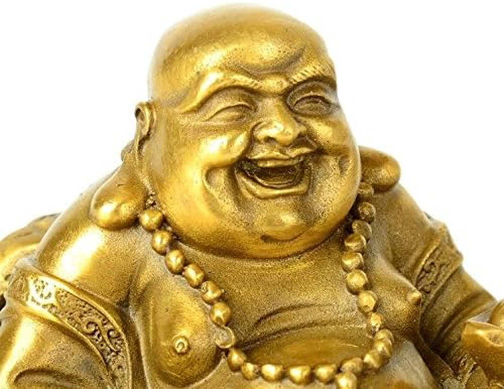 WEALTHCOMING Fengshui Decor Laughing Buddha Statue for Lucky & Happiness, God of Wealth Statue,Brass Buddhist Statues and Sculptures Home Decor Congratulatory Gifts (X-Large) image number 2