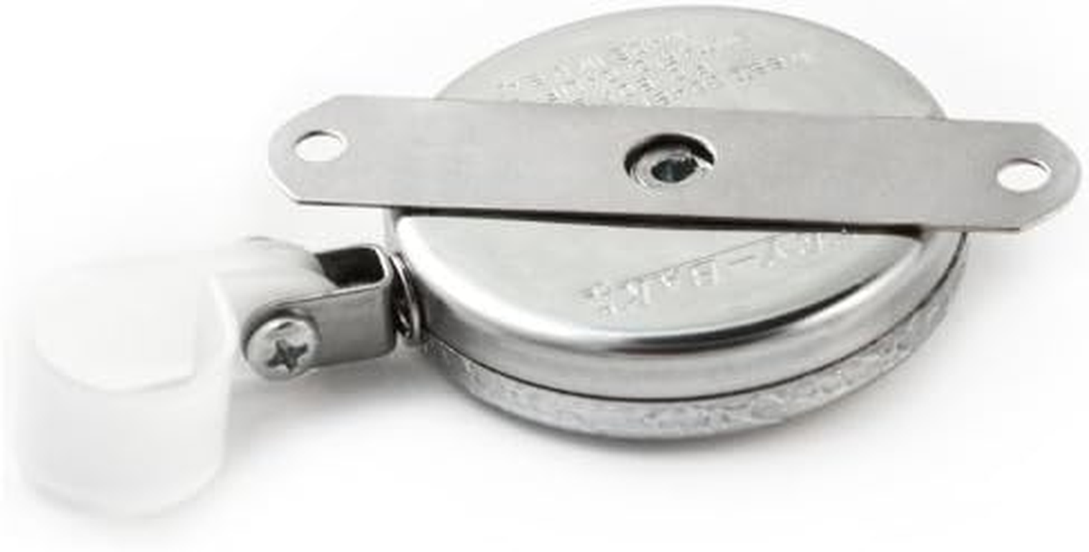 KEY-BAK Industrial Retractable Reel with 48" Stainless Steel Cable, Steel Bracket Back, Chrome Front, 8 Oz. Retraction, Plastic Hose Clamp image number 2