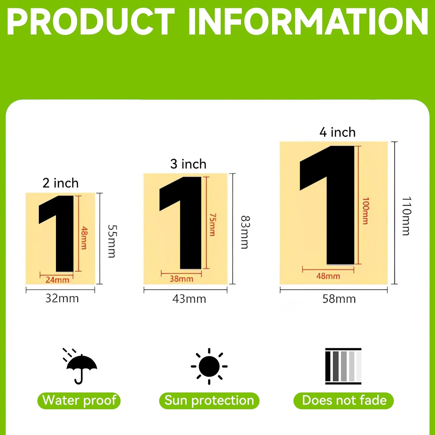 Pack of 50 High-Quality Number Stickers for Letterbox and Wheelie Bin Stickers - Weatherproof, Reflective, Strong Adhesive - 10 X 5 Cm - Numbers 0-9 - Black image number 1